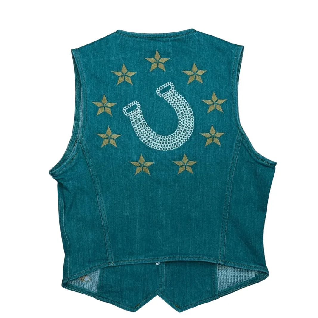 Wrangler Lainey Wilson Denim Vest- Turquoise - Image 2