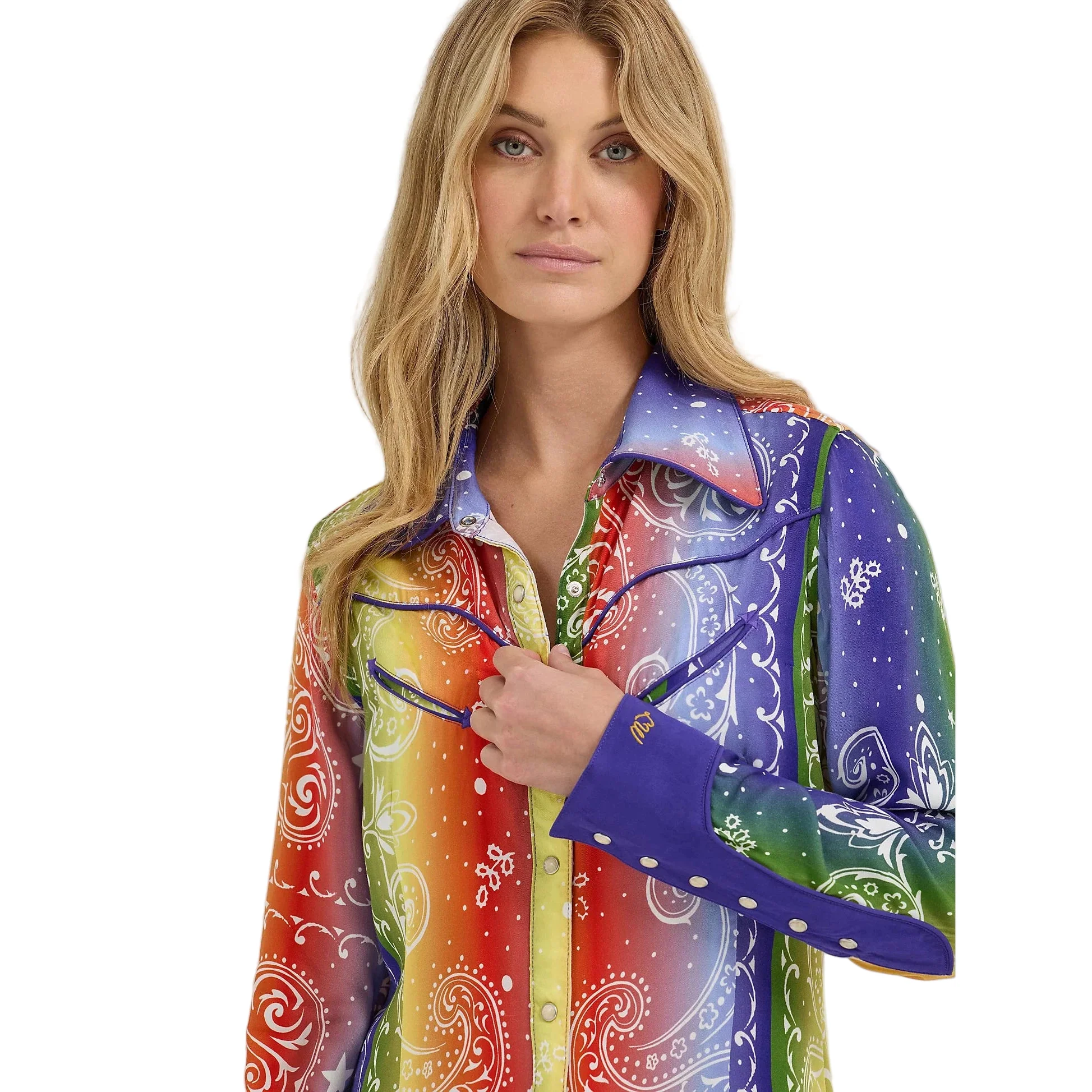 Wrangler Lainey Wilson Long Sleeve Rainbow Bandana Shirt - Image 5