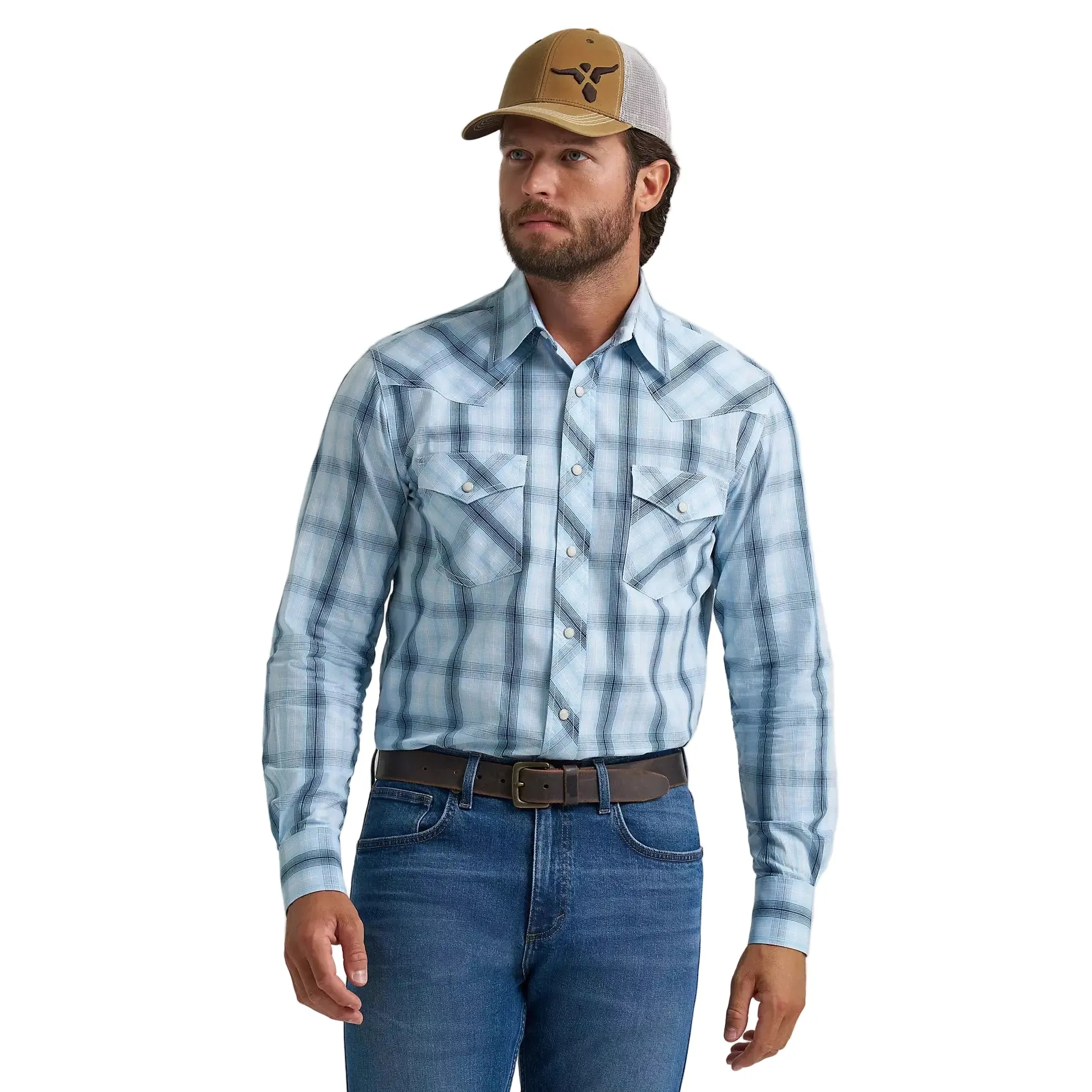 Wrangler Men's 20X® Competiton Long Sleeve Western Snap Shirt - Fine Navy