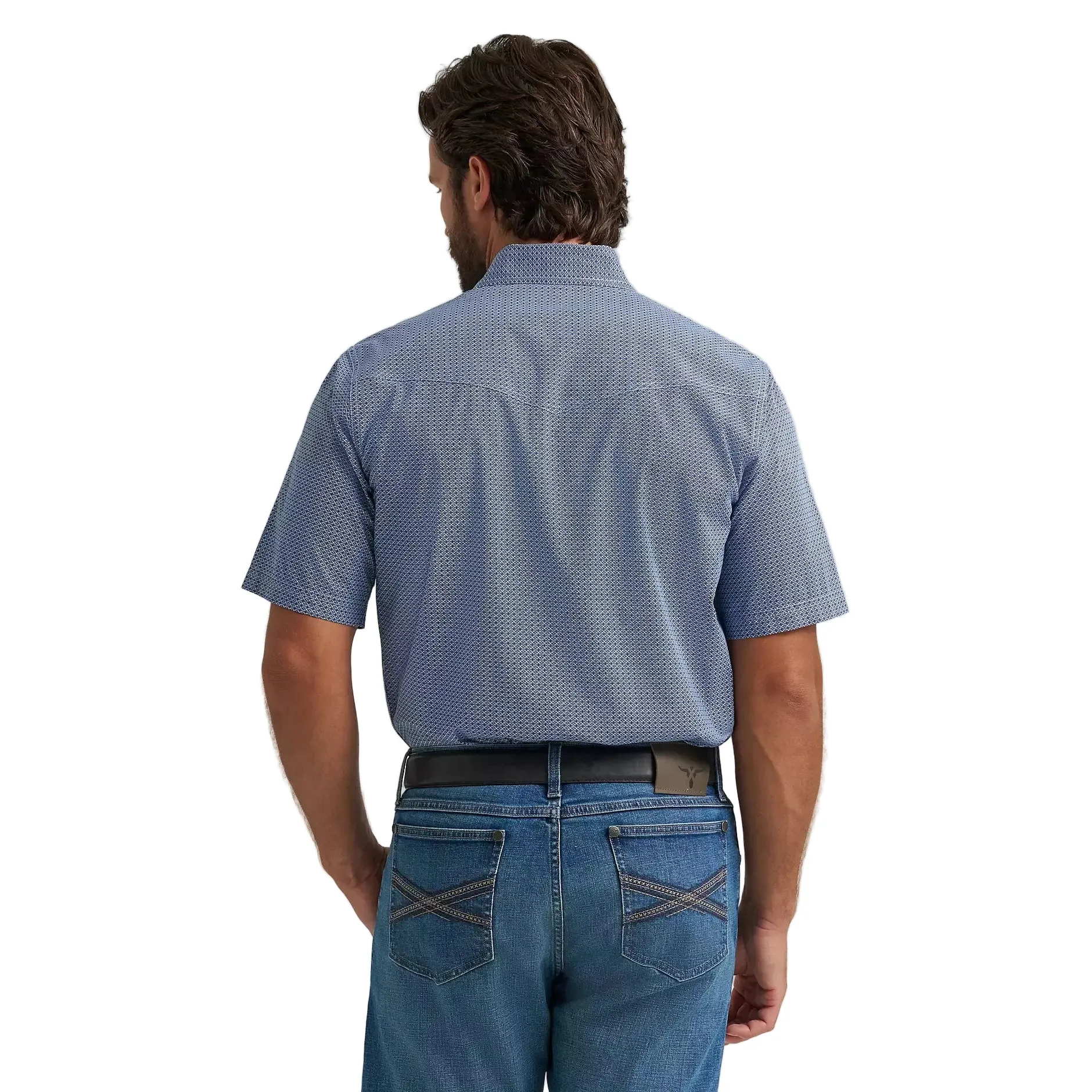Wrangler Men's 20X®  Competiton Short Sleeve Western Snap Shirt - Navy Geo - Image 2