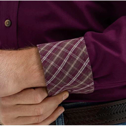 Wrangler Men's Long Sleeve Shirt - Eggplant - Image 3
