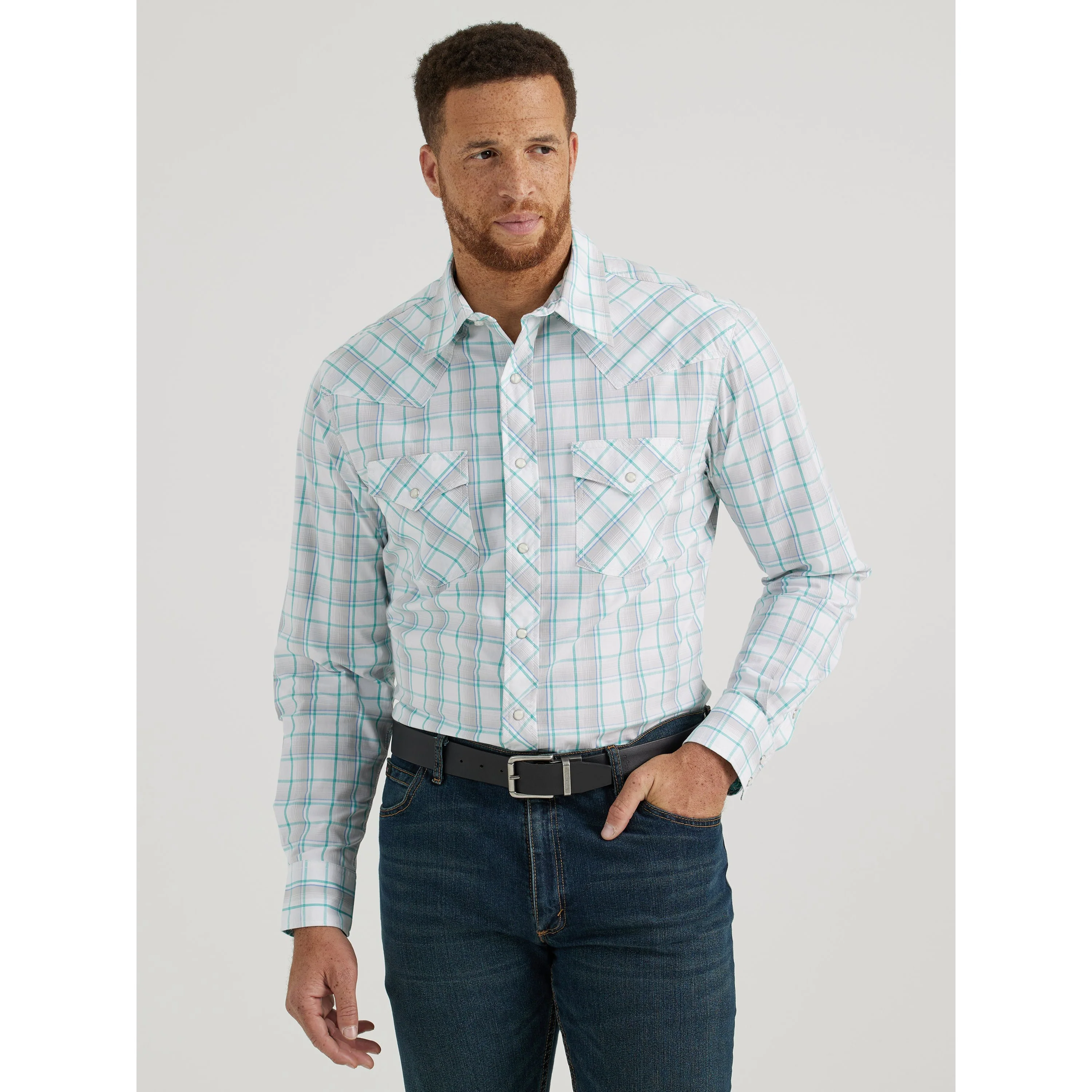 Wrangler Men's 20X Advanced Comfort Long Sleeve Classic Fit Snap Shirt - White - Image 3