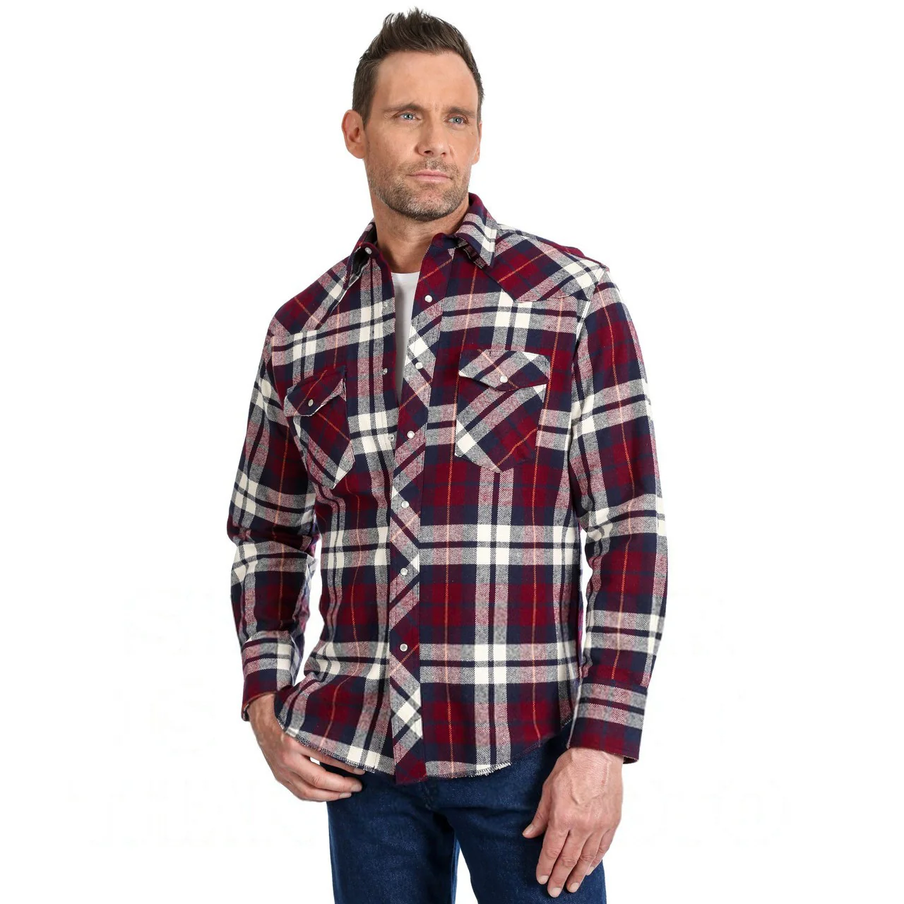 Wrangler Men's Brushed Flannel Plaid Shirts - ROTATING ASSORTMENT