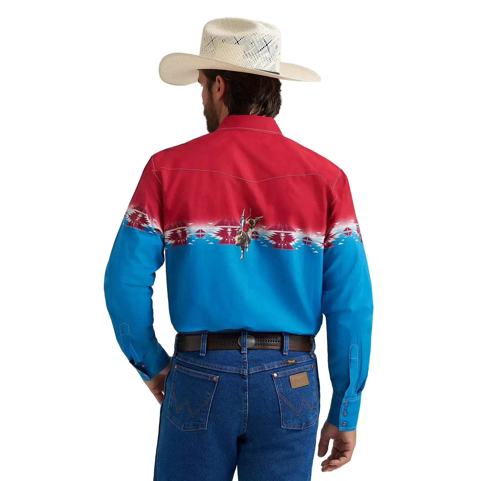 Wrangler Men's Checotah® Long Sleeve Western Snap Horizontal Print Shirt - Dip Dye - Image 2
