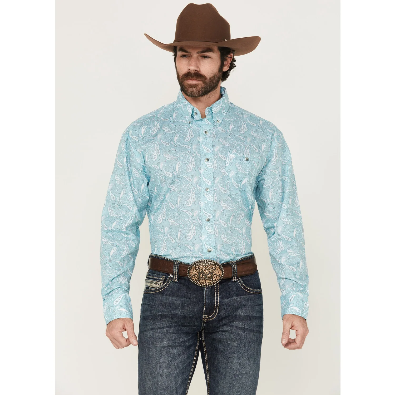 Wrangler Men's Classic Long Sleeve Relaxed Fit Shirt - Blue