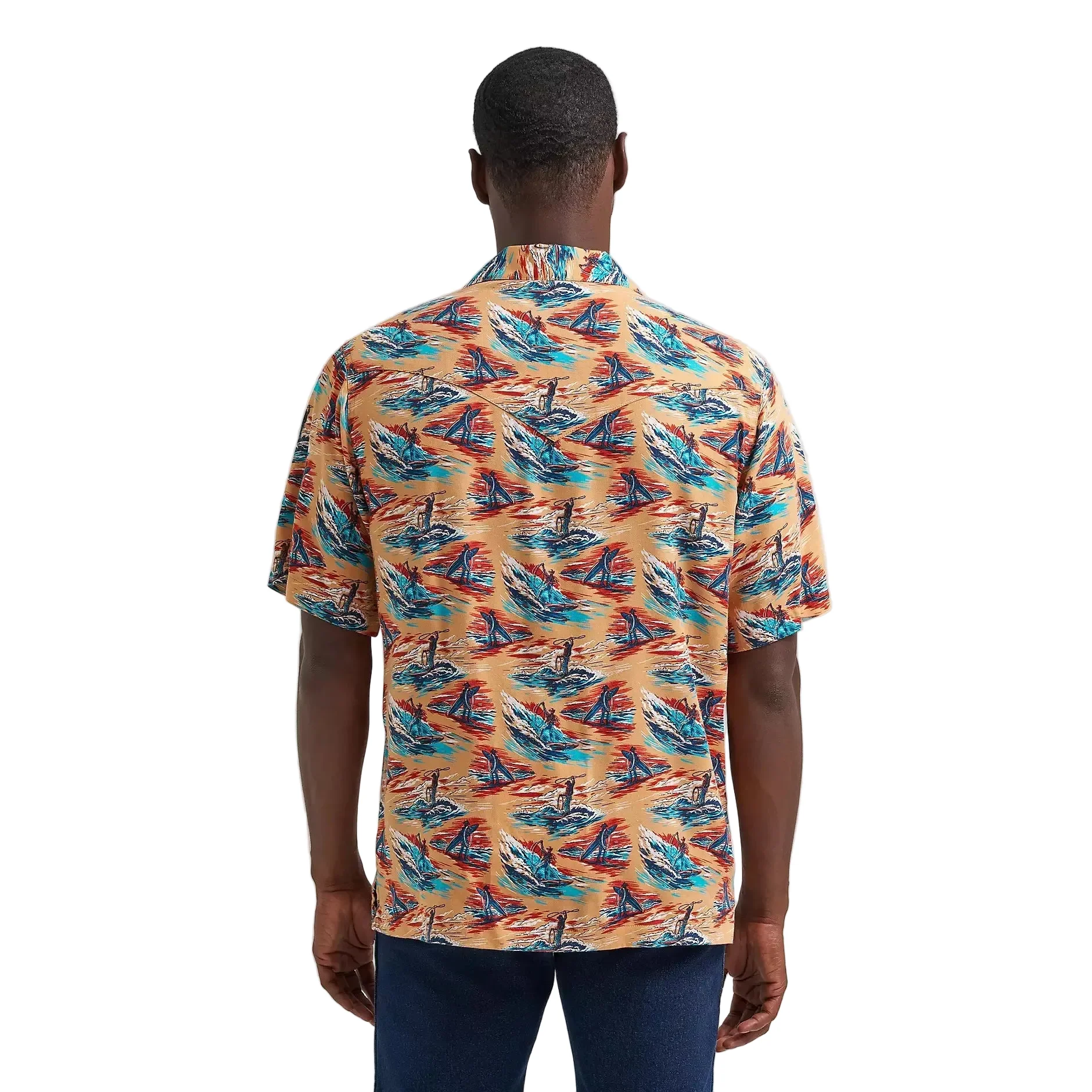 Wrangler Men's Coconut Cowboy Camp Short Sleeve Shirt - Cowboy Surf - Image 2