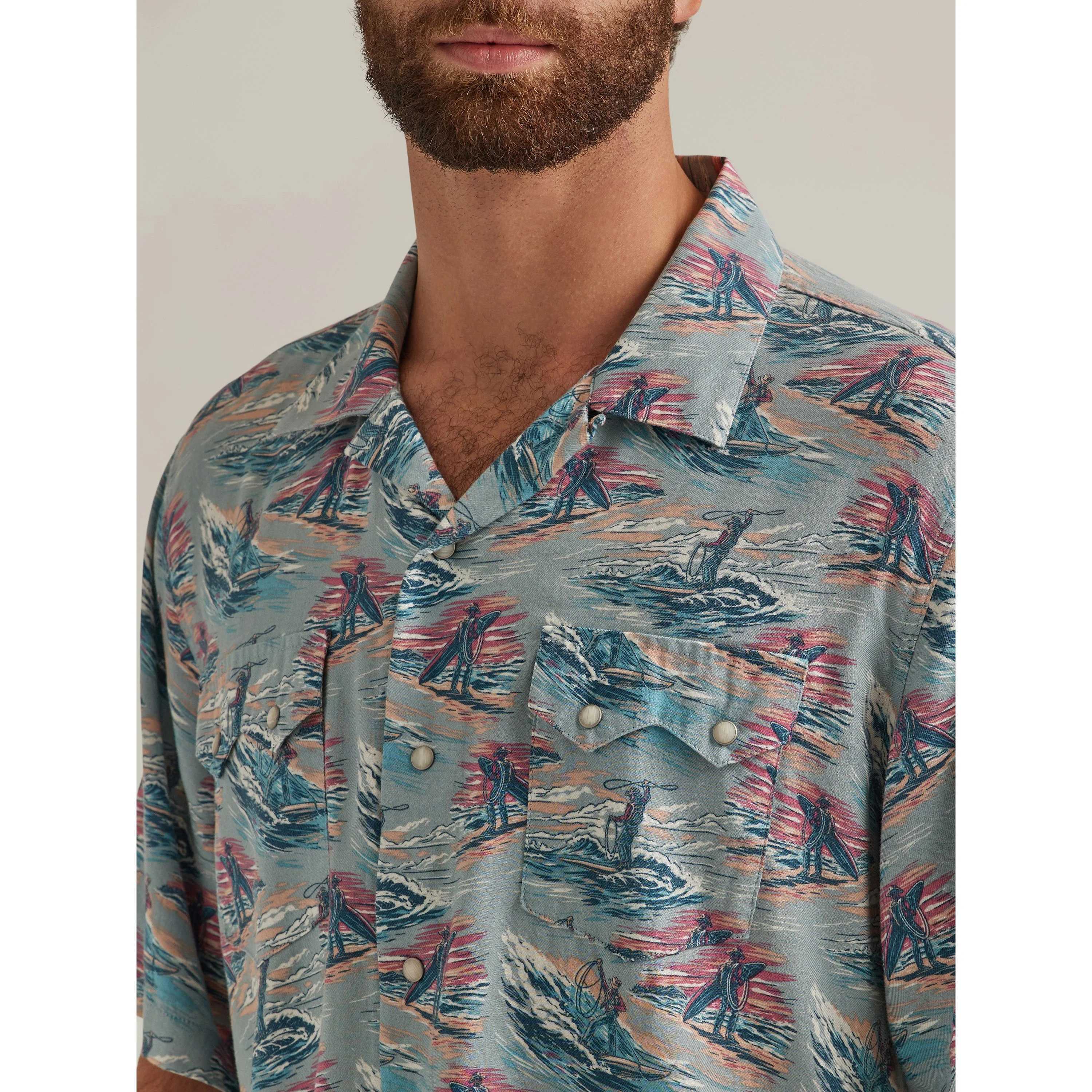 Wrangler Men's Coconut Cowboy Short Sleeve Shirt - Grey - Image 3