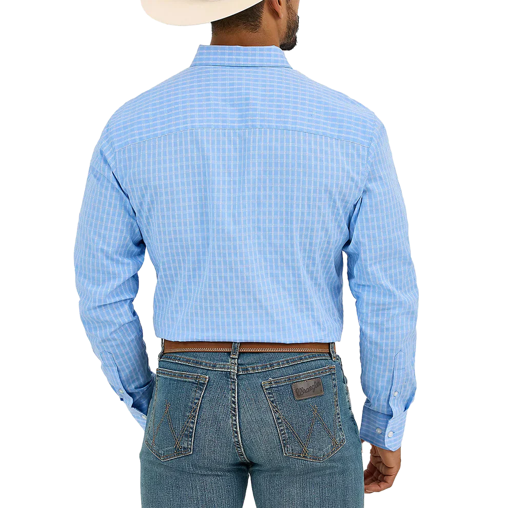 Wrangler Men's Cody Johnson Long Sleeve Classic Fit Shirt - Blue - Image 3