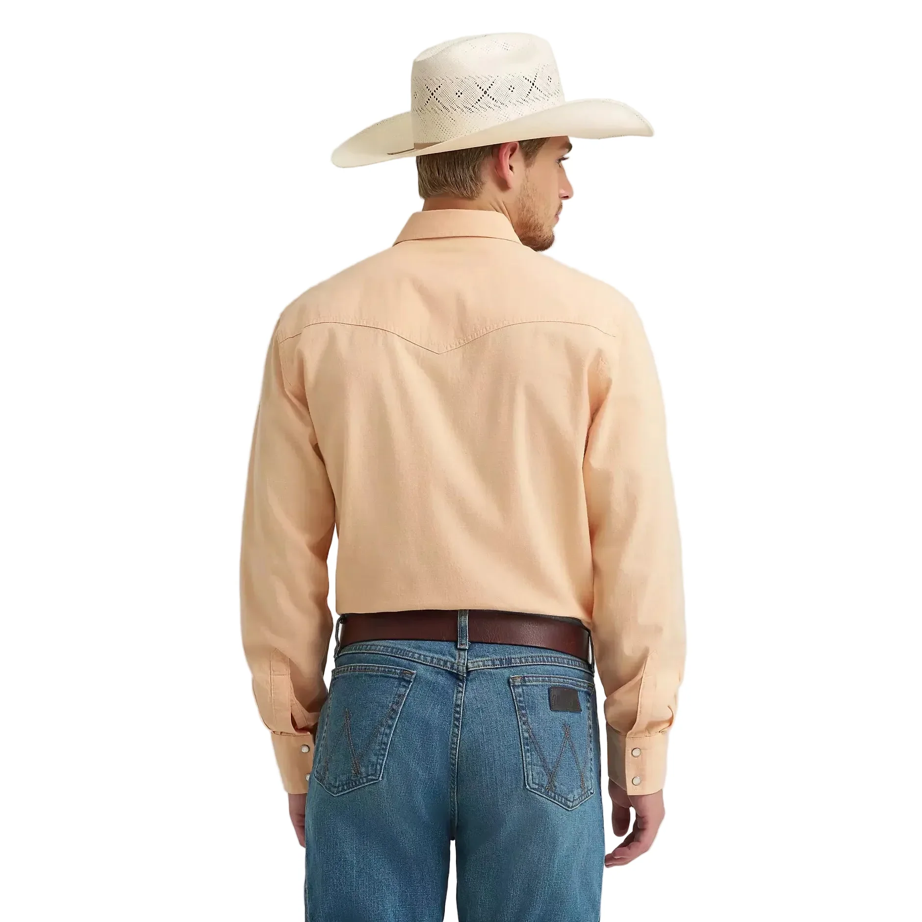 Wrangler Men's Cody Johnson Two Pocket Western Snap LS Shirt - Peach - Image 2
