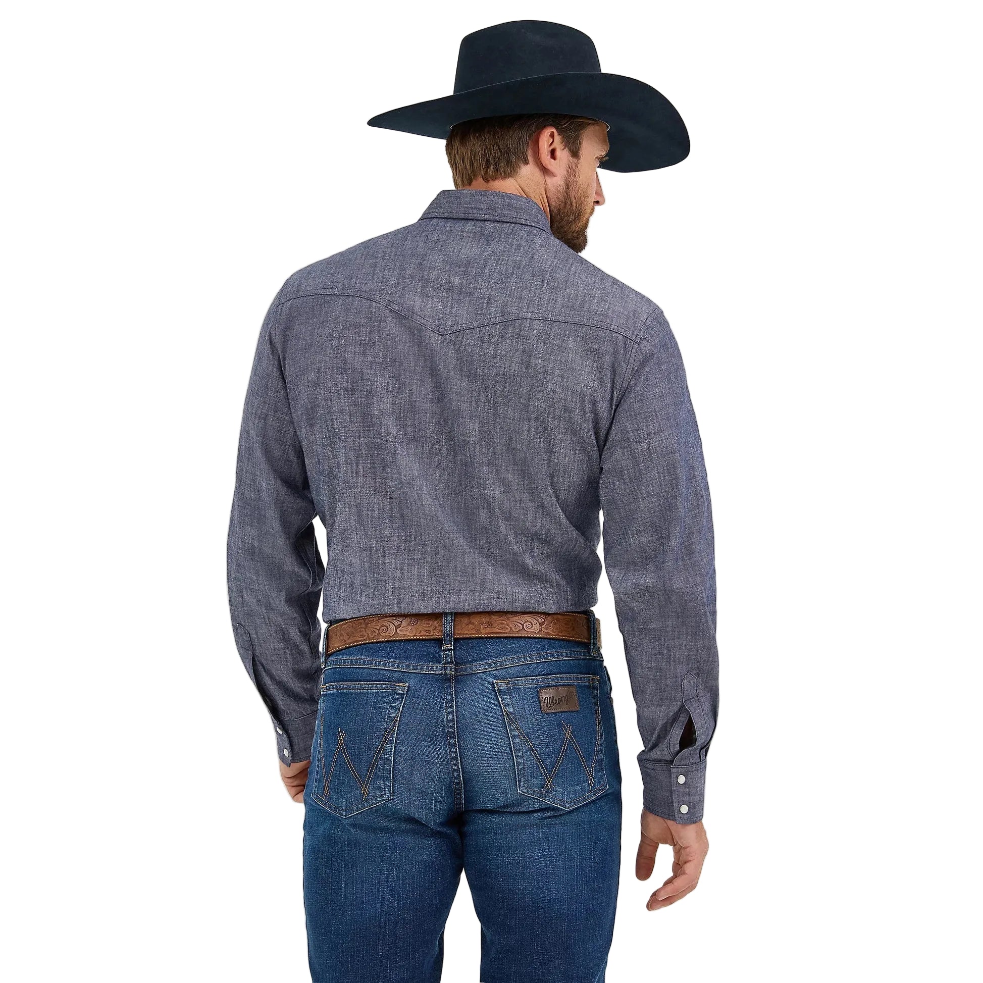 Wrangler Men's Cody Johnson Two Pocket Western Snap Shirt - Navy - Image 2