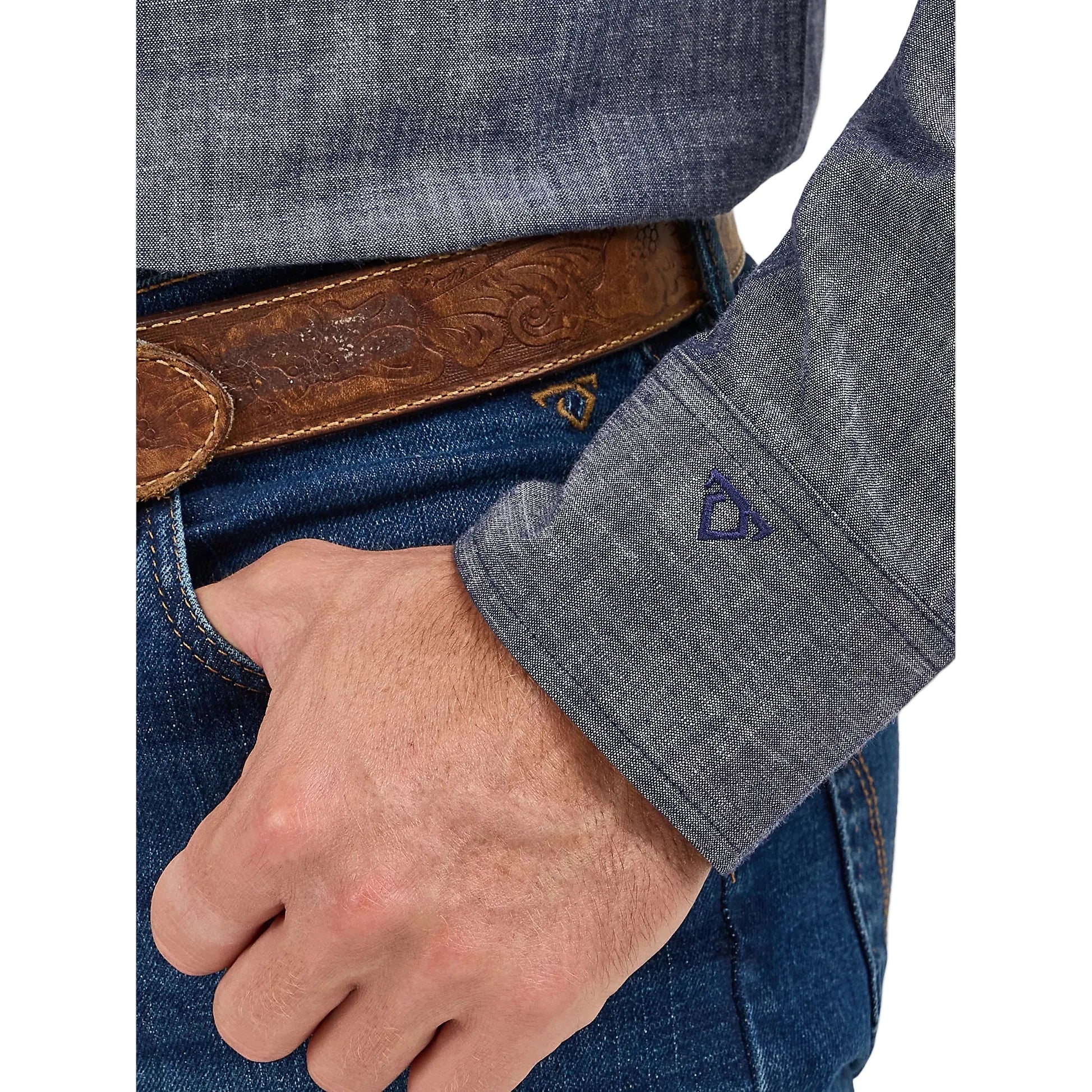 Wrangler Men's Cody Johnson Two Pocket Western Snap Shirt - Navy - Image 4
