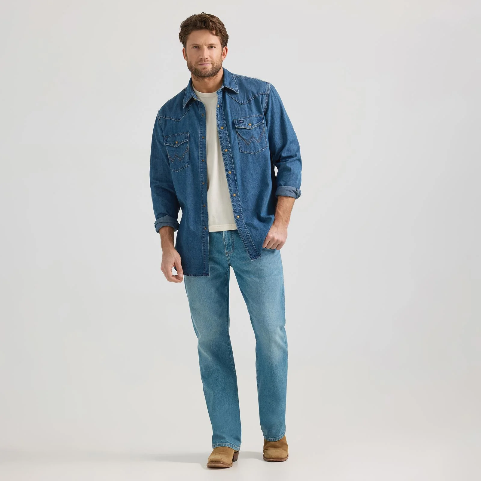 Wrangler Men's Denim Long Sleeve Denim Shirt - Assorted Colours - Image 3