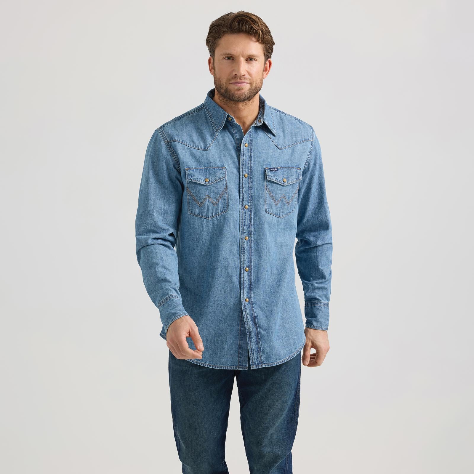 Wrangler Men's Denim Long Sleeve Denim Shirt - Assorted Colours - Image 5