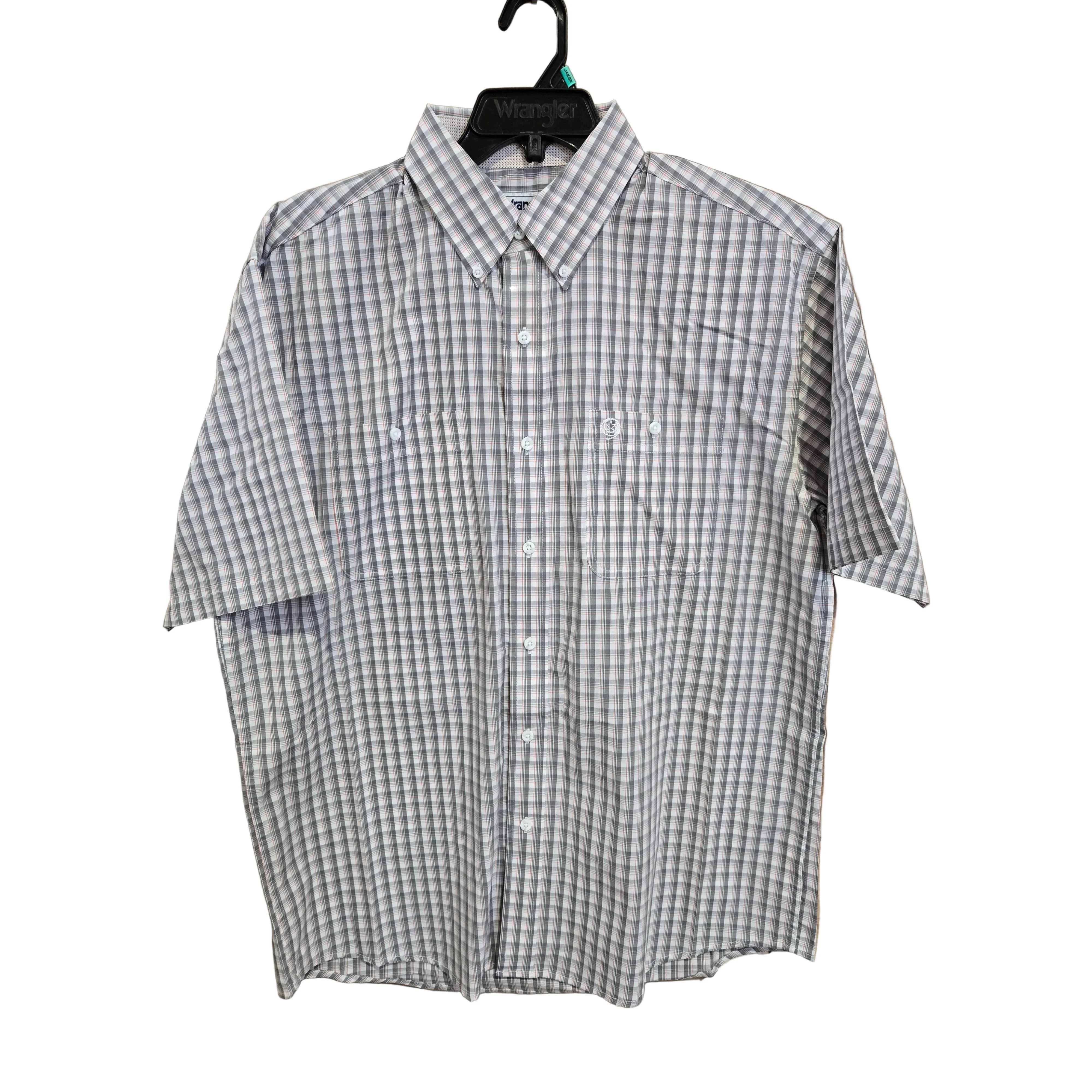 Wrangler Men's George Straight Short Sleeve Shirt - Peach/Grey