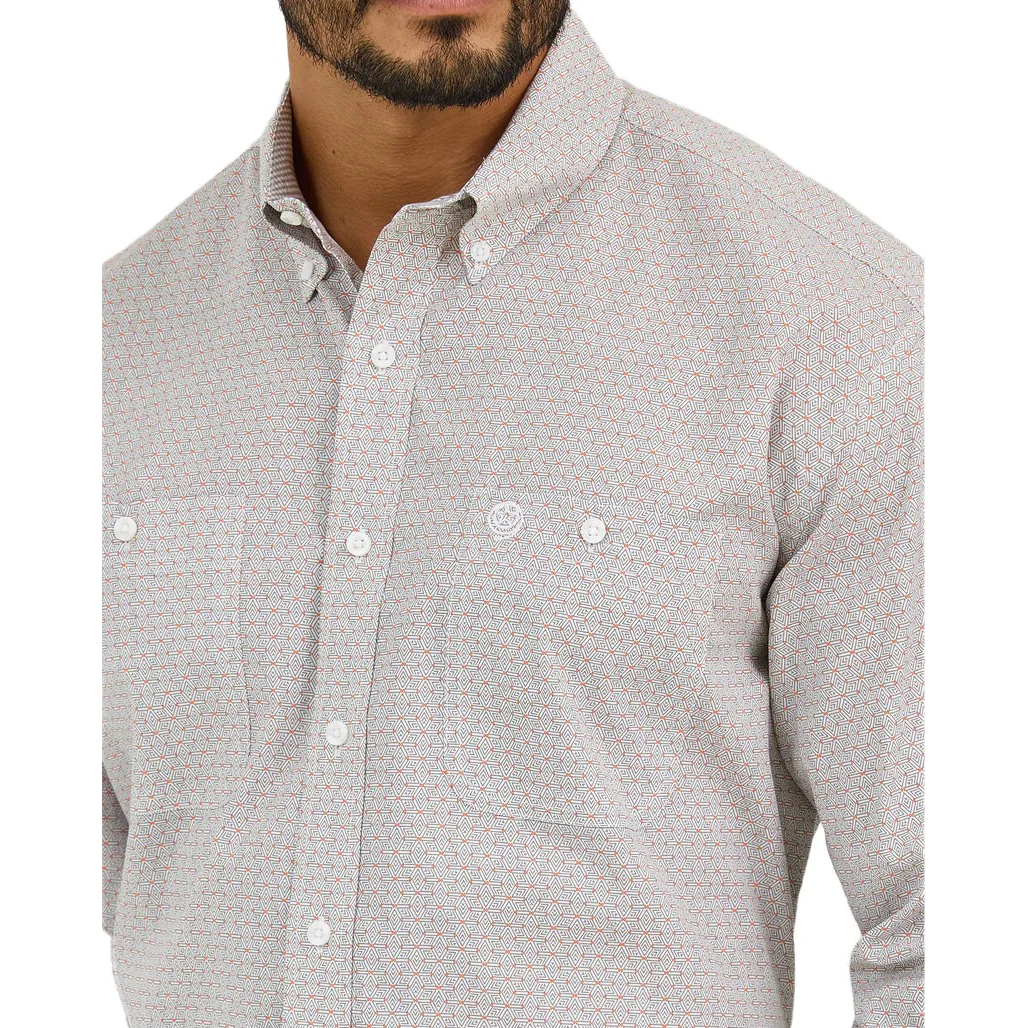 Wrangler Men's George Strait Collection Long Sleeve Shirt - Grey Fence