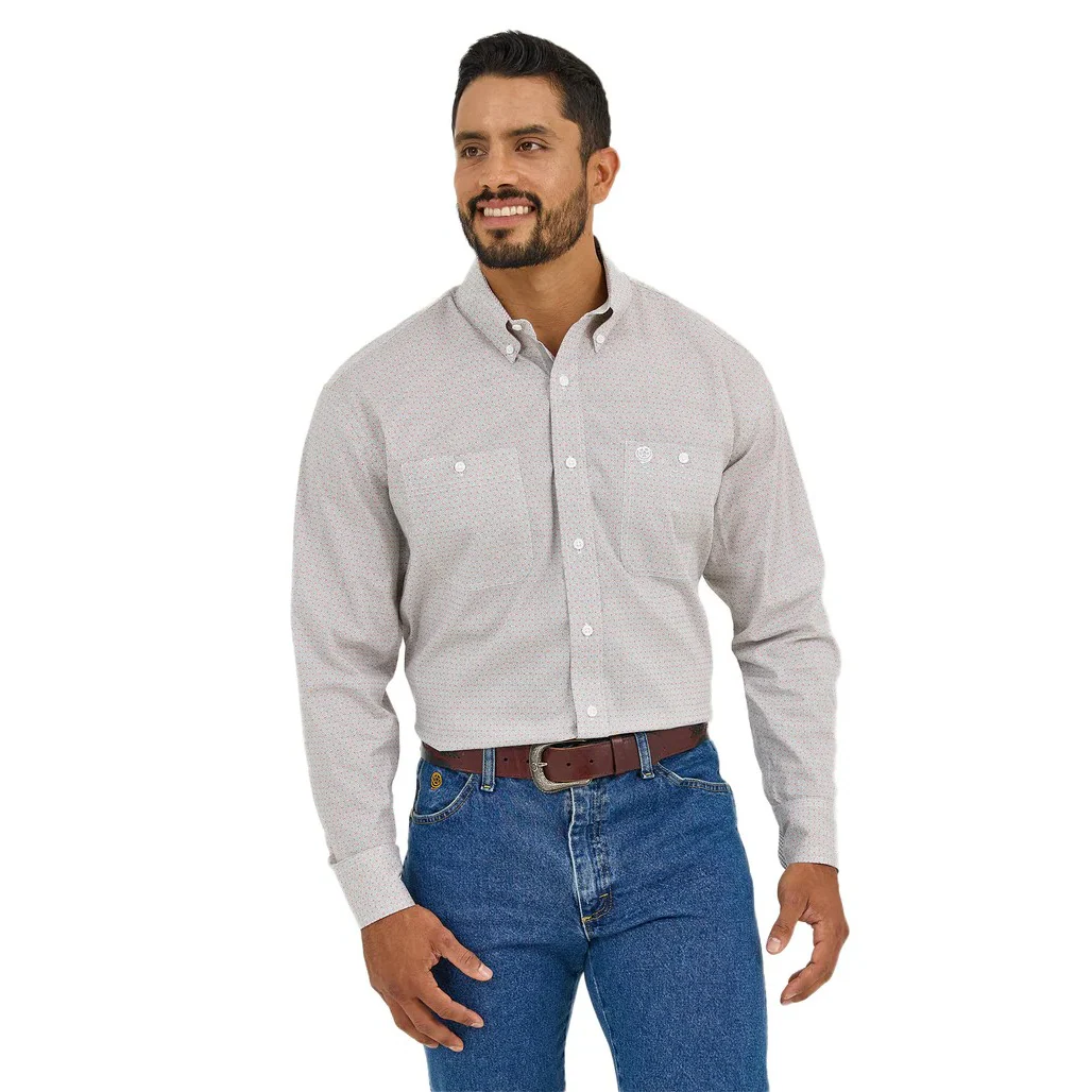 Wrangler Men's George Strait Collection Long Sleeve Shirt - Grey Fence - Image 3