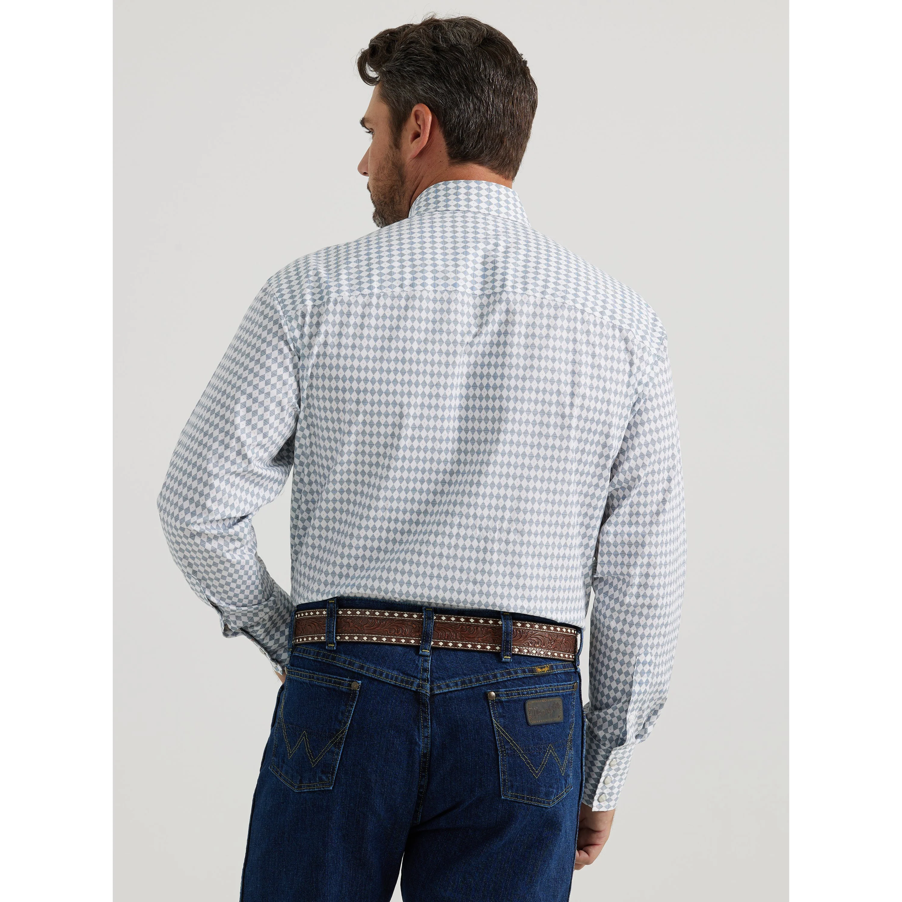 Wrangler Men's George Strait Long Sleeve Geometric Shirt - White - Image 2