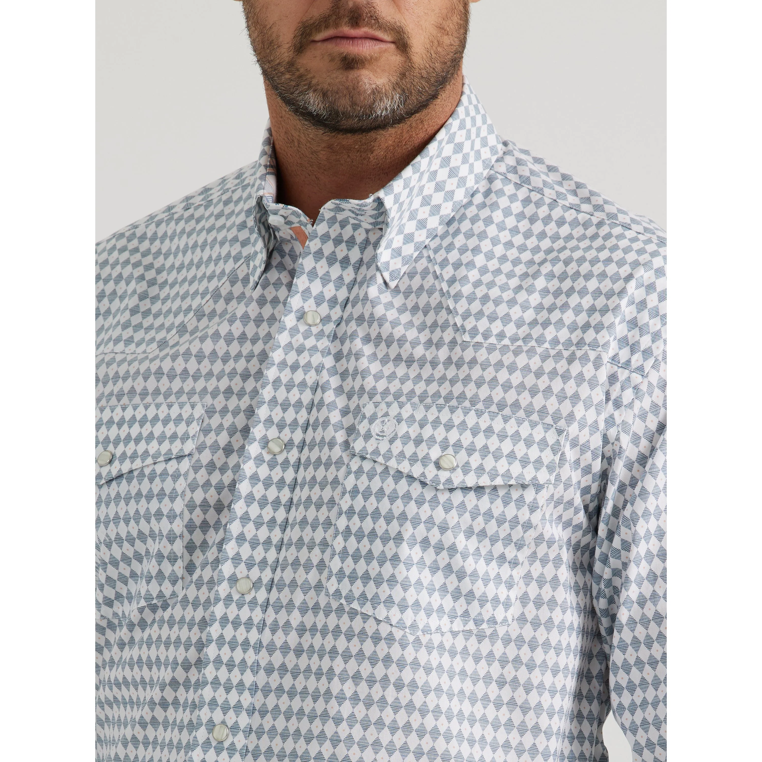 Wrangler Men's George Strait Long Sleeve Geometric Shirt - White - Image 4