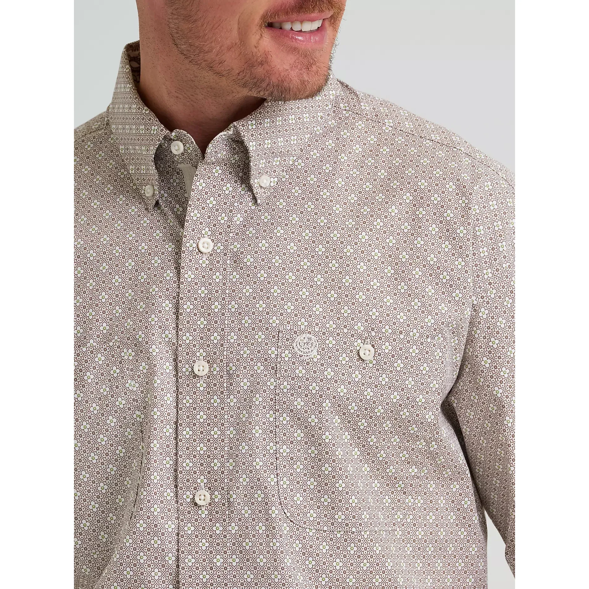 Wrangler Men's George Strait Short Sleeve Button Down Shirt - Floral Brown - Image 3