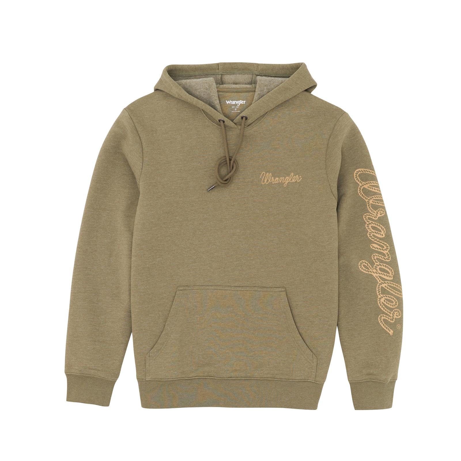 Wrangler Men's Graphic Long Sleeve Hoodie - Burnt Olive