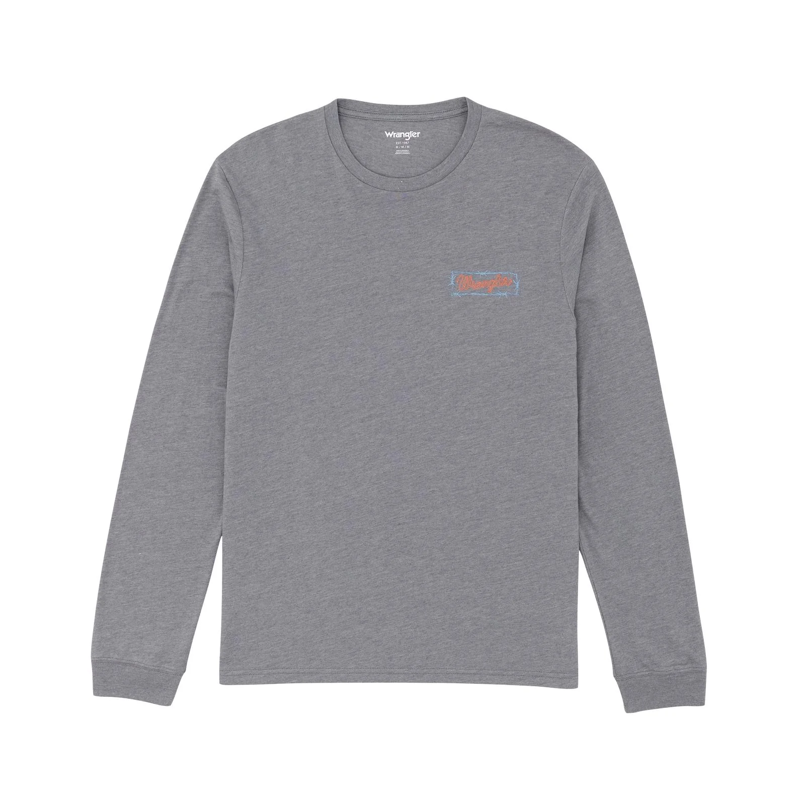 Wrangler Men's Graphic Long Sleeve Regular Fit Tee Shirt- Graphite Heather