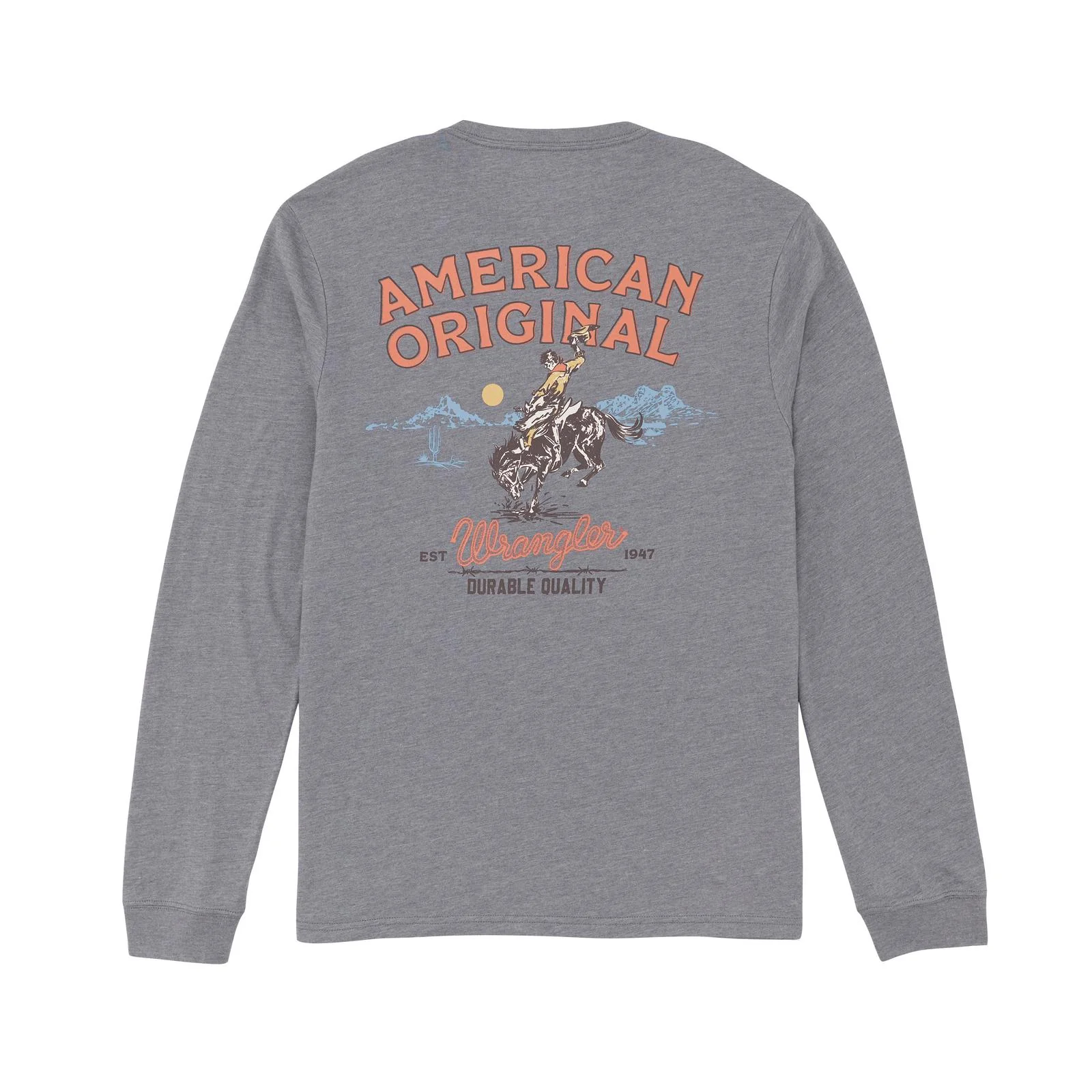 Wrangler Men's Graphic Long Sleeve Regular Fit Tee Shirt- Graphite Heather - Image 2