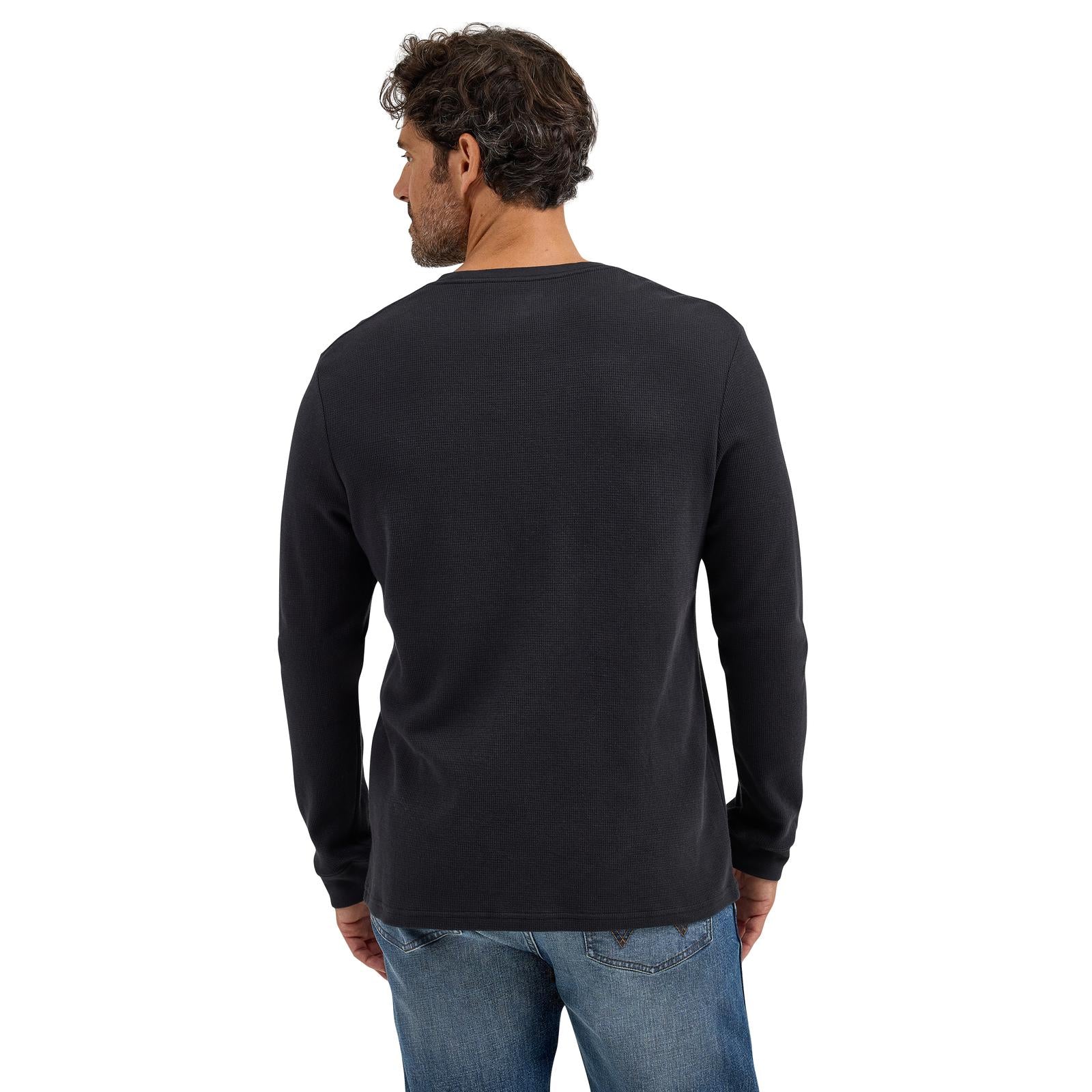 Wrangler Men's Graphic Long Sleeve Regular Fit Thermal Shirt-Washed Black - Image 2