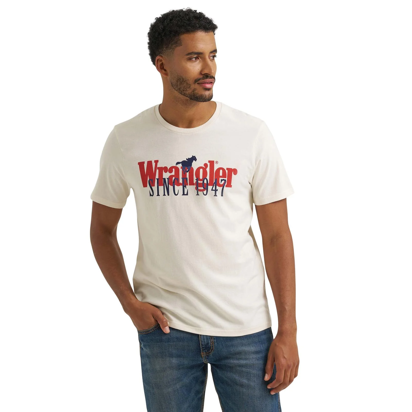 Wrangler Men's Graphic Short Sleeve Tee Shirt - Egret