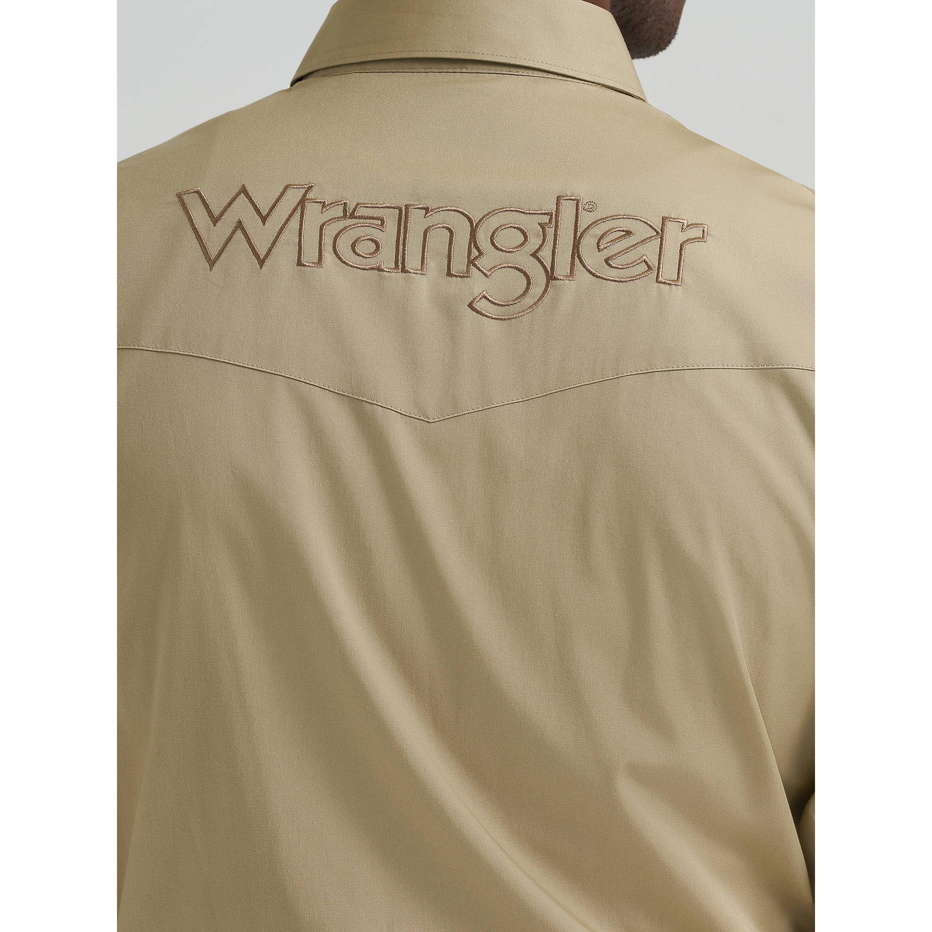 Wrangler Men's Logo Long Sleeve Button Down Solid Shirt - Khaki - Image 5