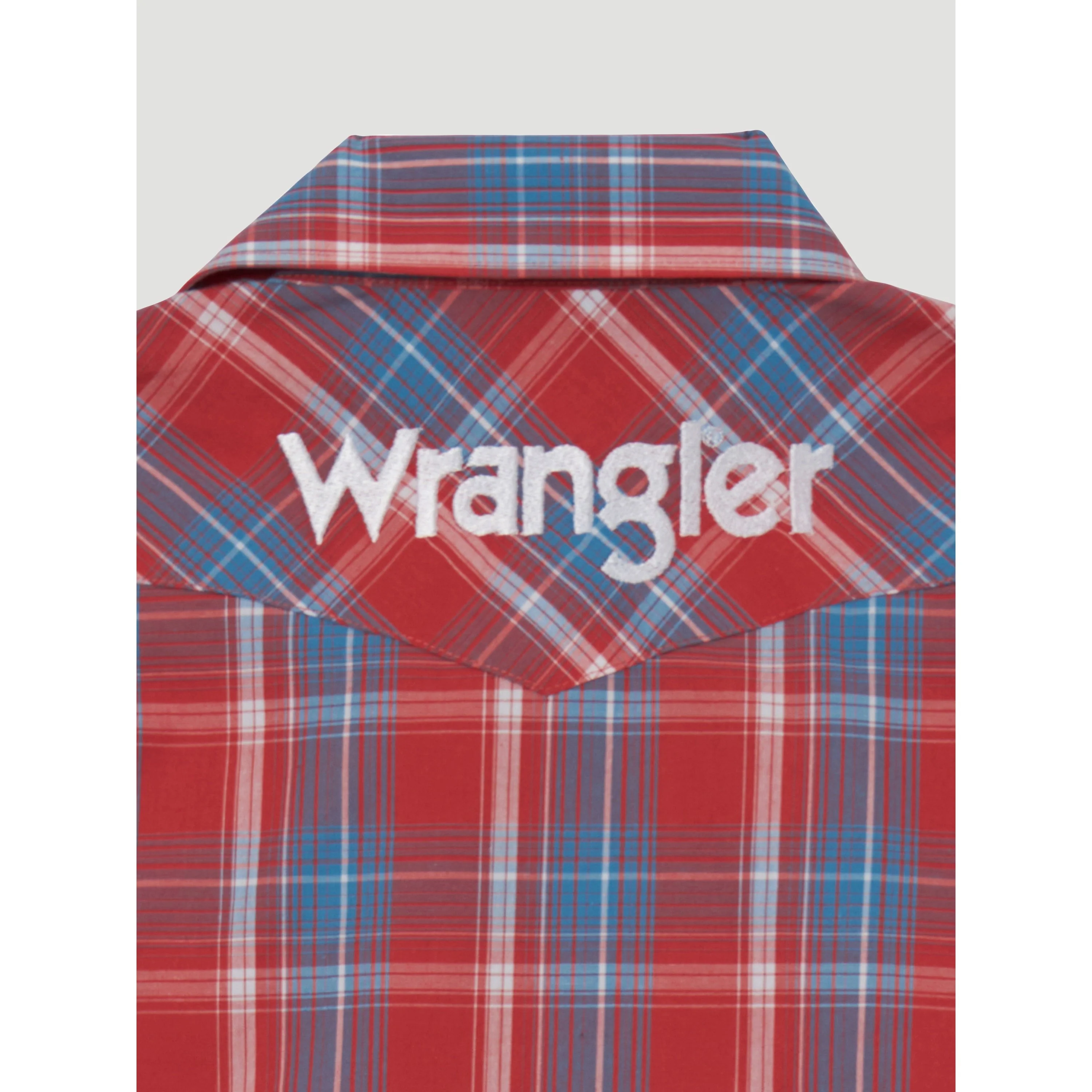 Wrangler Boy's Logo Long Sleeve Plaid Shirt - Red - Image 2