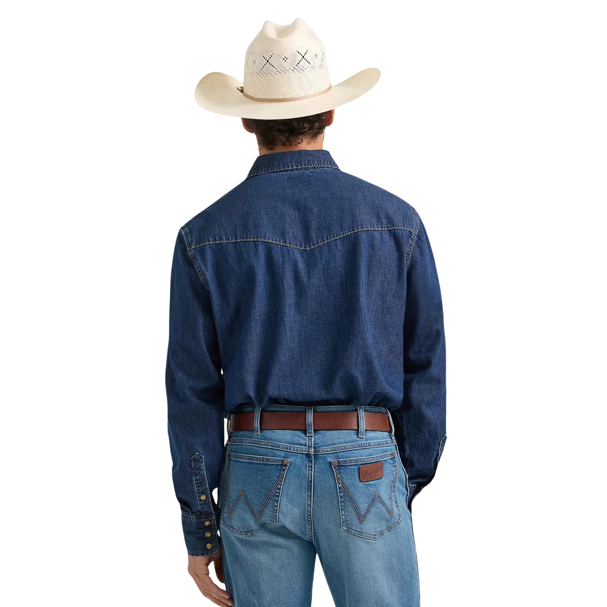 Wrangler Men's Long Sleeve Denim Shirt - Medium Wash - Image 3