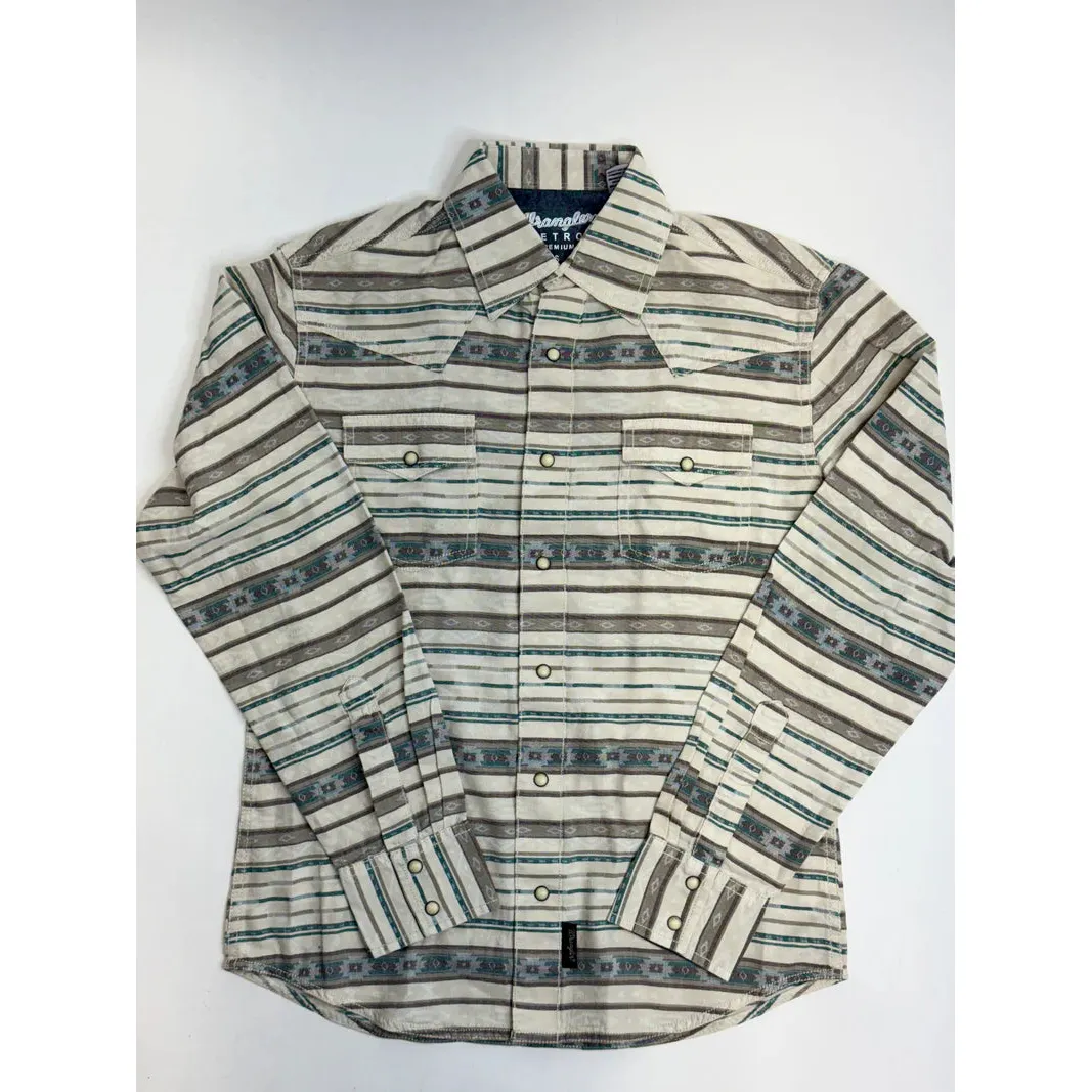 Wrangler Men's Long Sleeve Navajo Striped Shirt- Multi