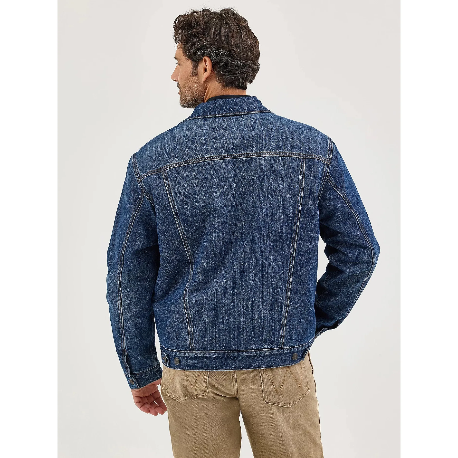 Wrangler Men's Long Sleeve Sherpa Lined Western Denim Jacket- Blue Shadow - Image 2