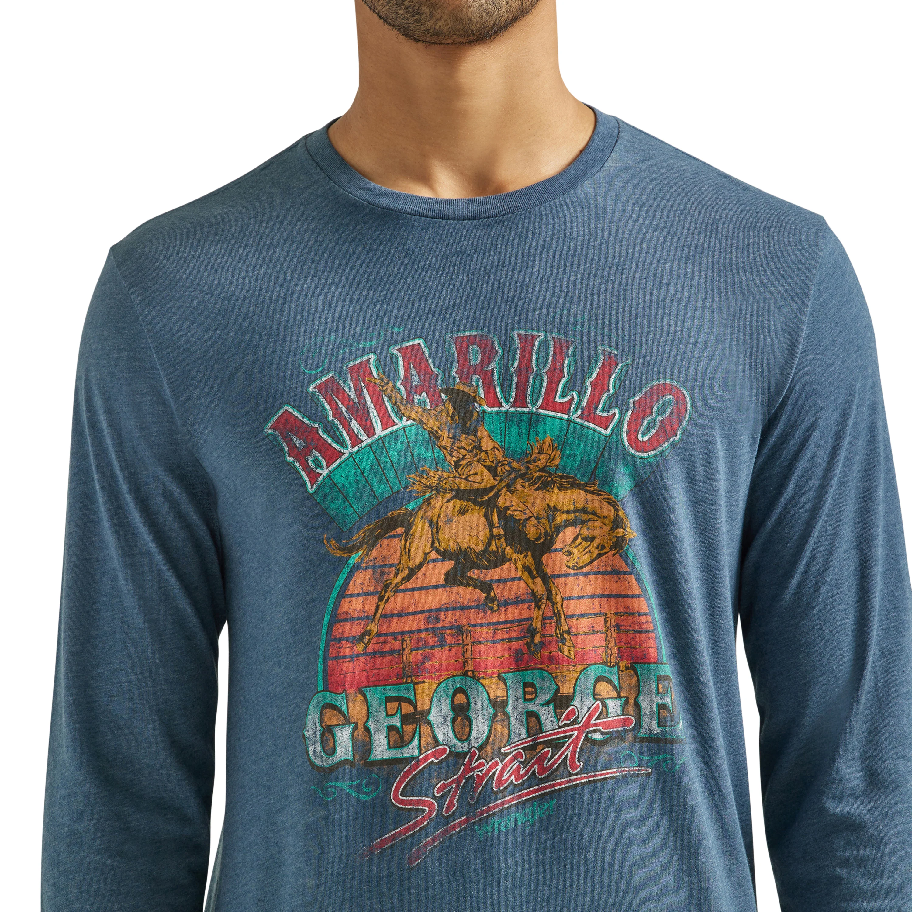 Wrangler Men's George Strait Long Sleeve T-Shirt - Heather Teal - Image 3