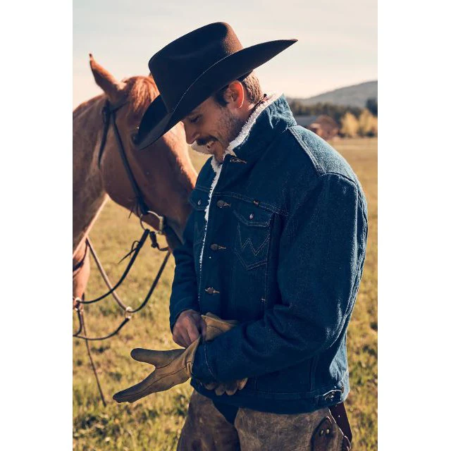 Wrangler Men's Long Sleeve Western Sherpa Lined Denim Jacket - Denim