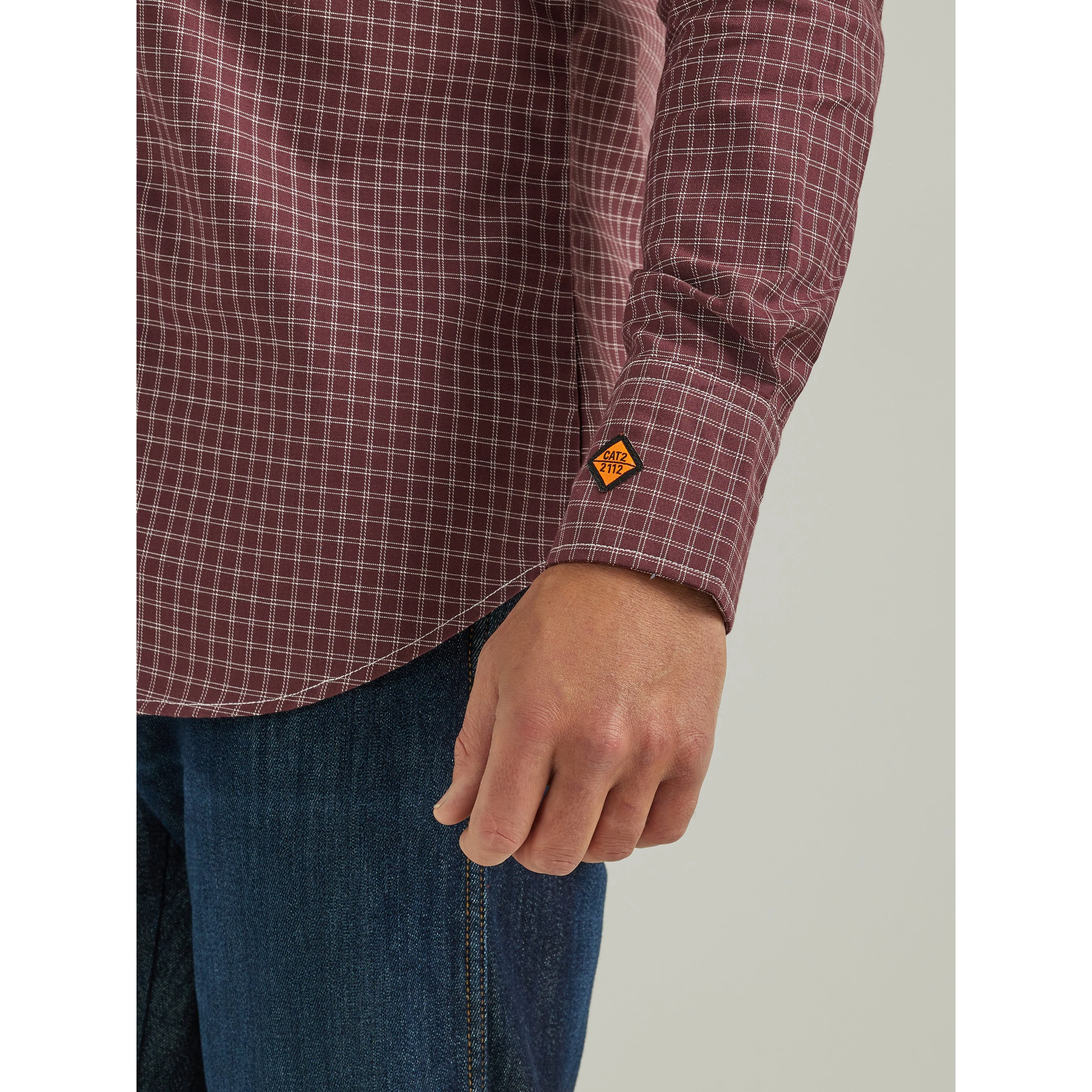 Wrangler Men's Flame Resistant Long Sleeve Snap Work Shirt - Burgundy - Image 3