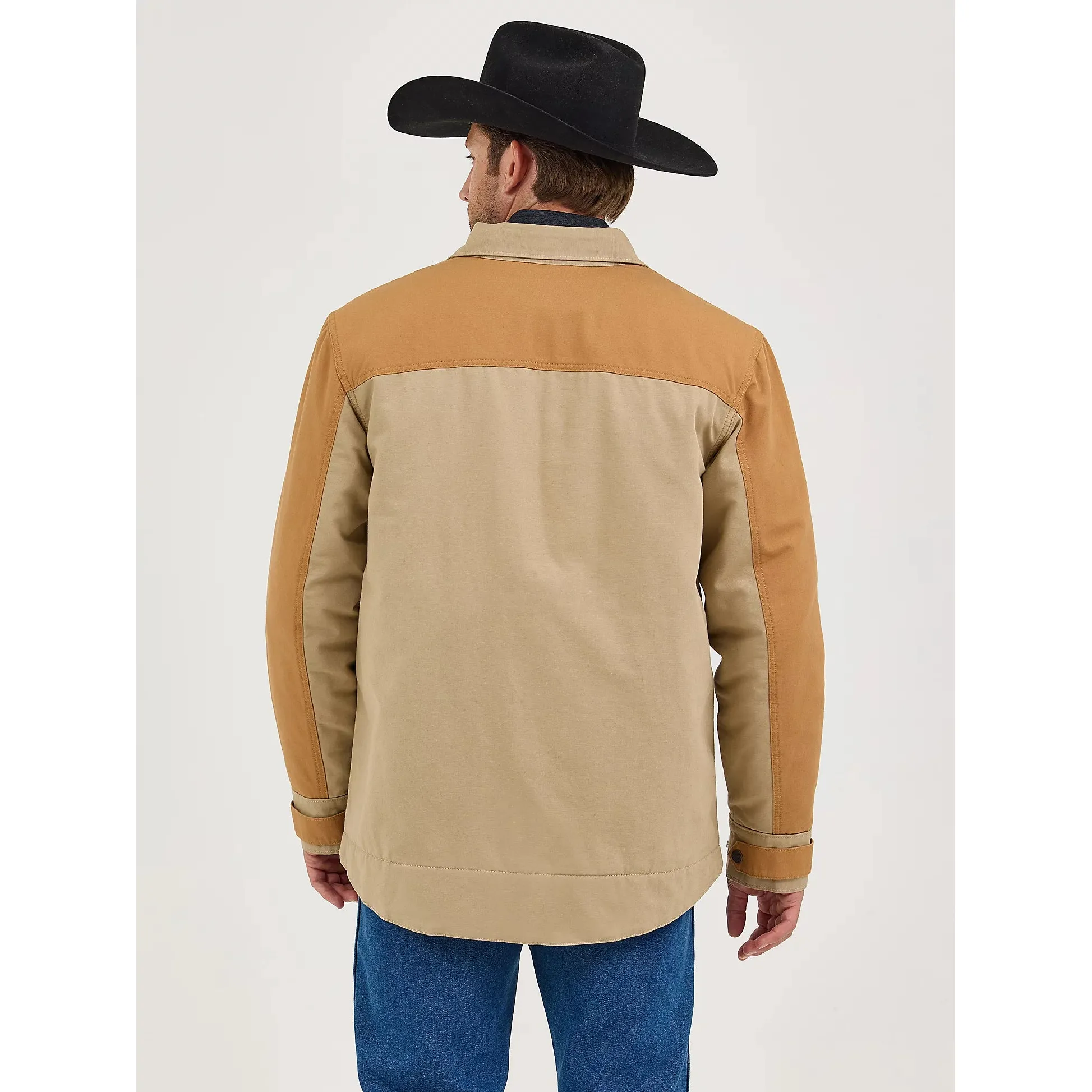 Wrangler Men's Mixed Canvas Chore Jacket- Chipmunk - Image 2