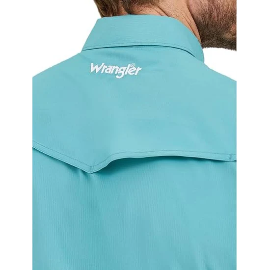 Wrangler Men's Performance Classic Fit Short Sleeve Shirt- Turquoise - Image 3