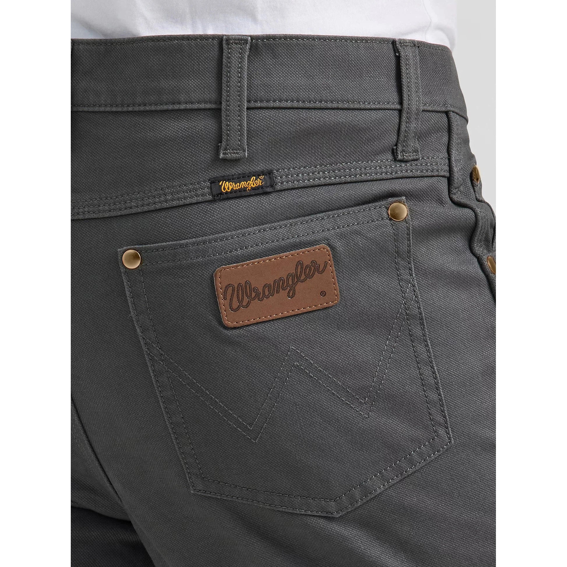 Wrangler Men's Premium Performance Tough Comfort Cowboy Cut Slim Fit Canvas Jean - Grey Pinstripe - Image 4