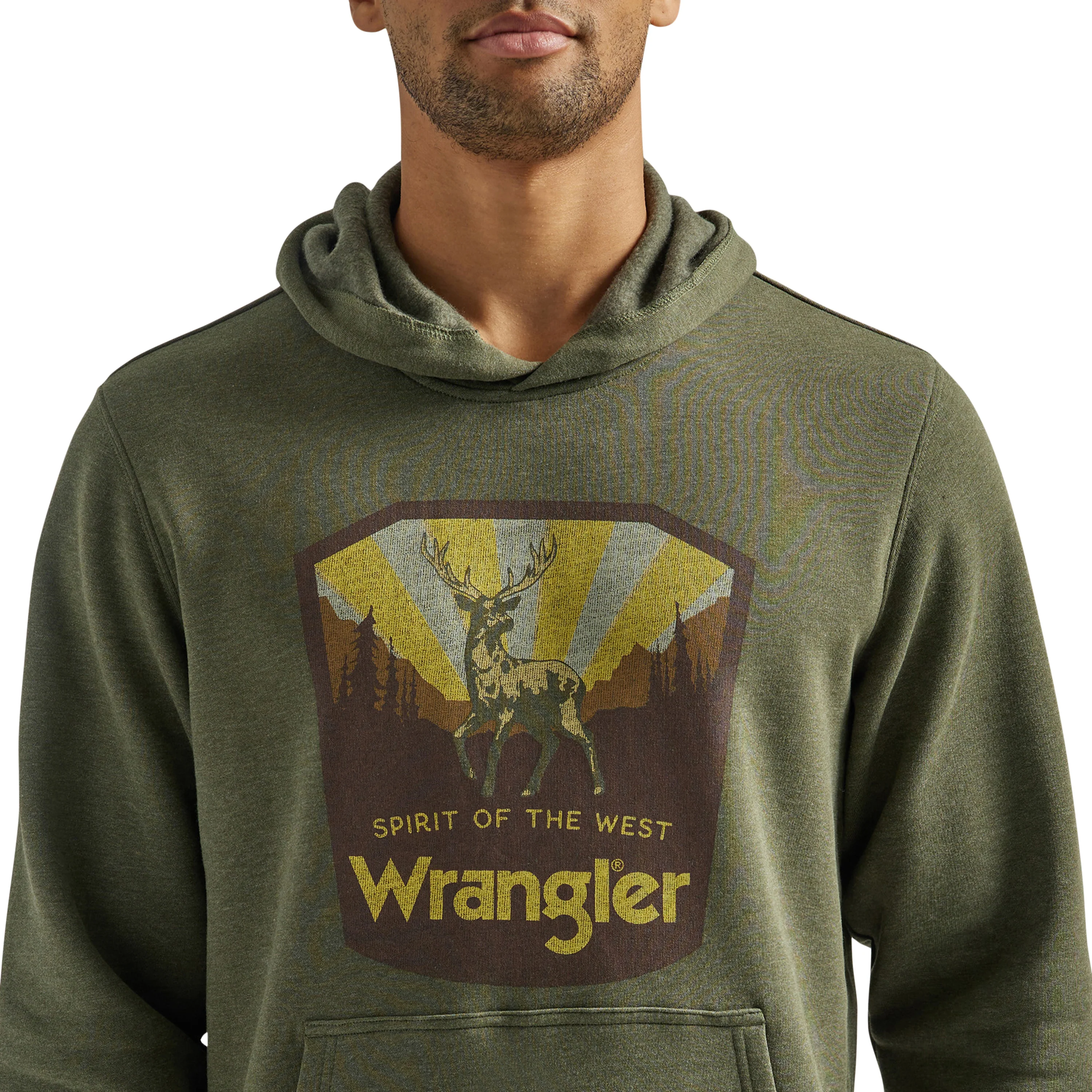 Wrangler Men's Regular Fit Pullover Hoodie - Olive - Image 3
