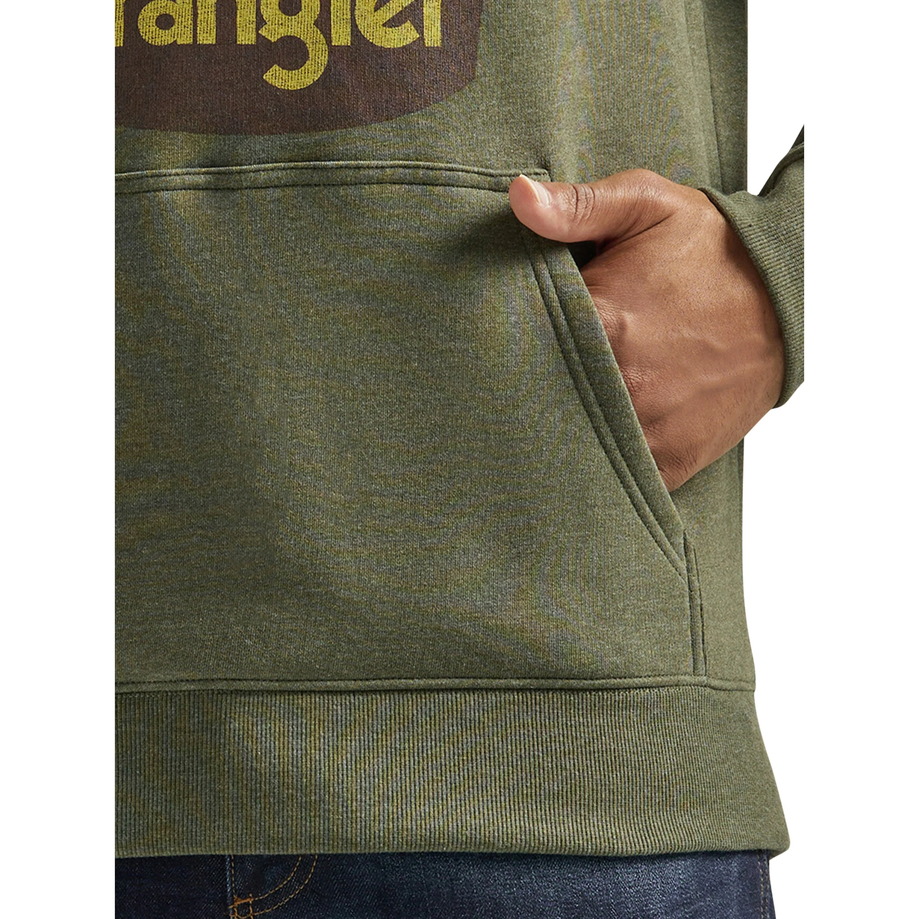 Wrangler Men's Regular Fit Pullover Hoodie - Olive - Image 4