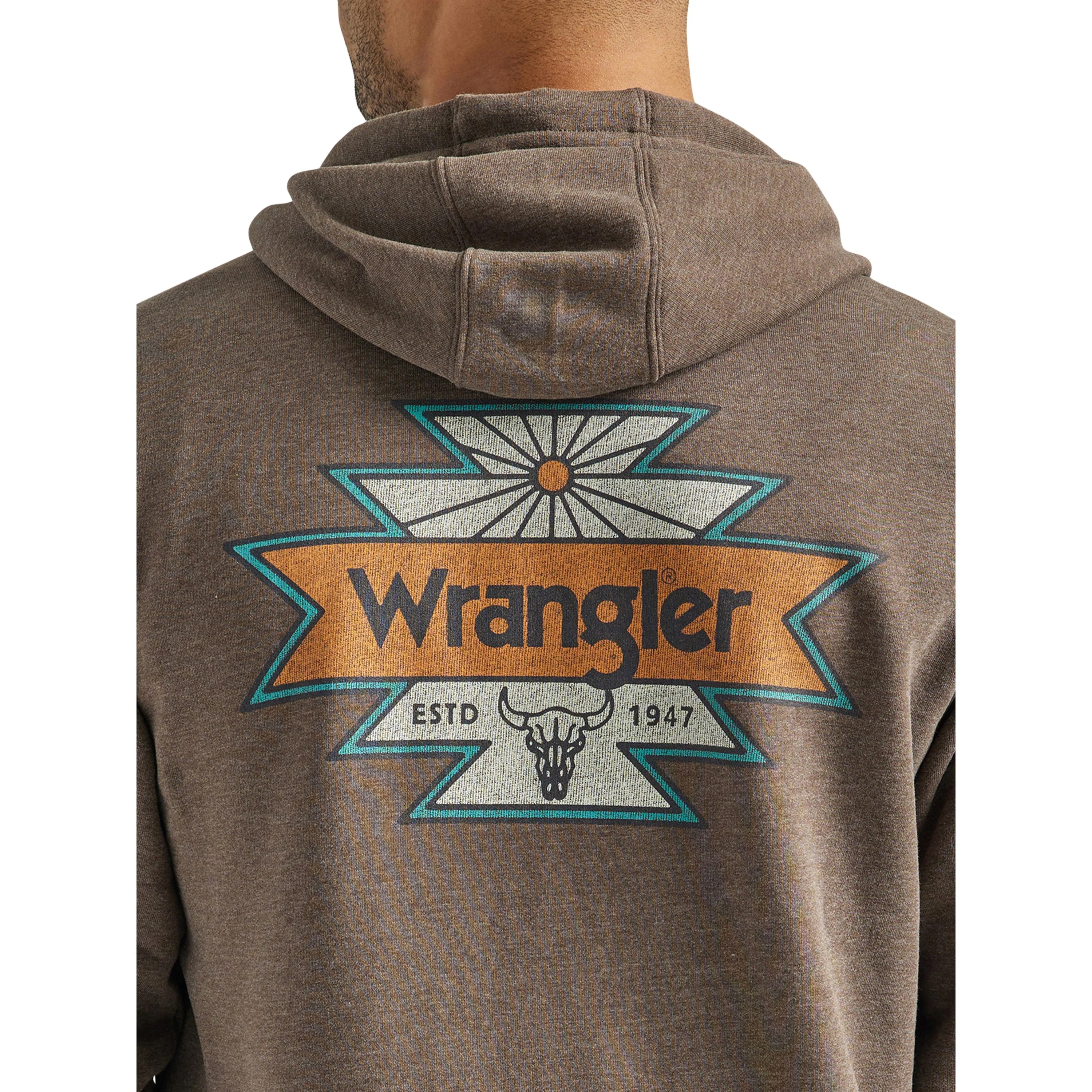 Wrangler Men's Regular Fit Zip Up Hoodie - Brown - Image 4