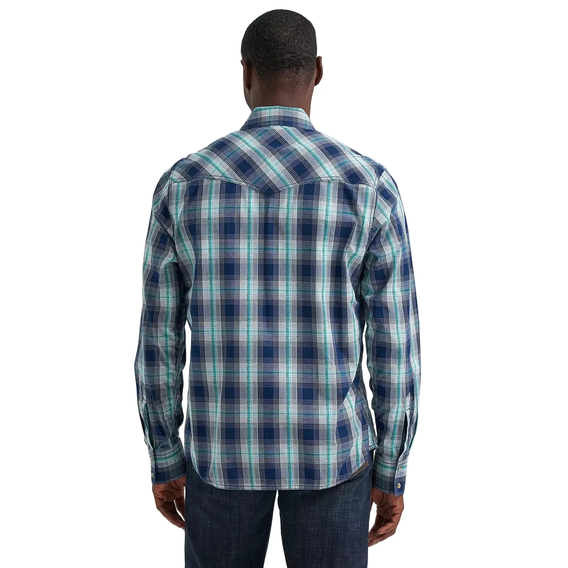 Wrangler Men's Retro® Premium Long Sleeve Western Snap Plaid Shirt - Midnight Plaid - Image 2