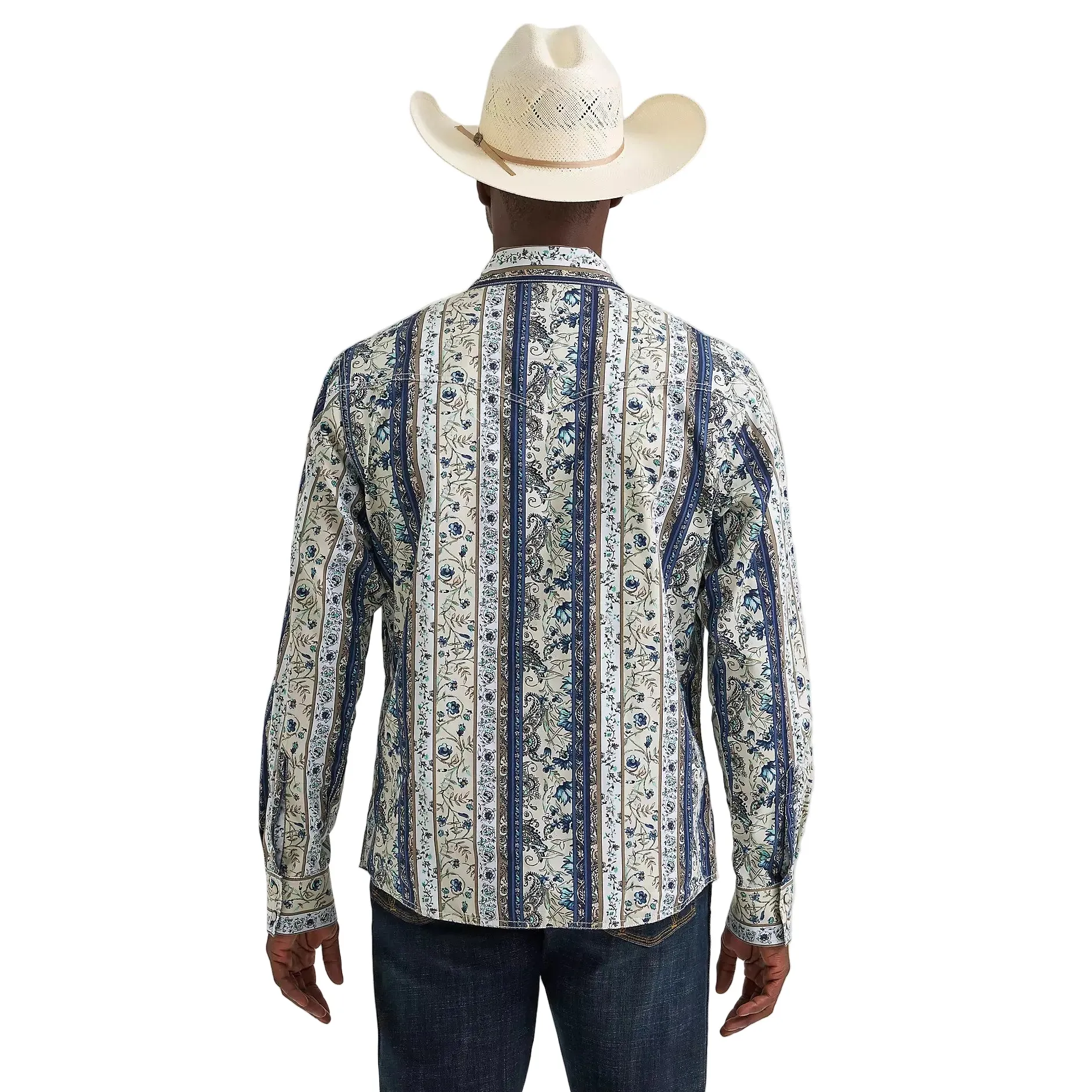 Wrangler Men's Retro® Premium Long Sleeve Western Printed Snap Shirt - Striped Paisley - Image 2