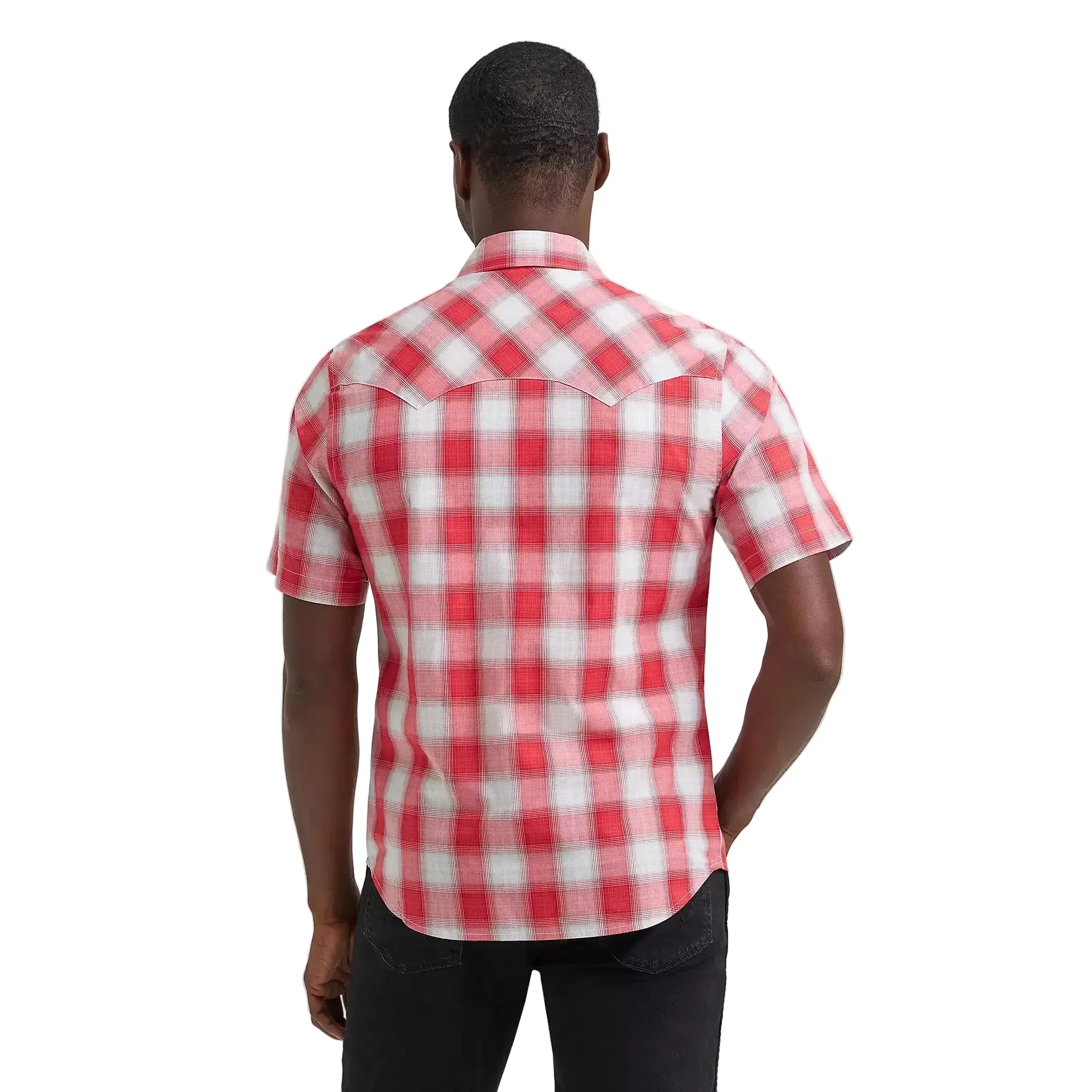 Wrangler Men's Retro® Short Sleeve Sawtooth Pocket Western Snap Shirt - Cherry - Image 2