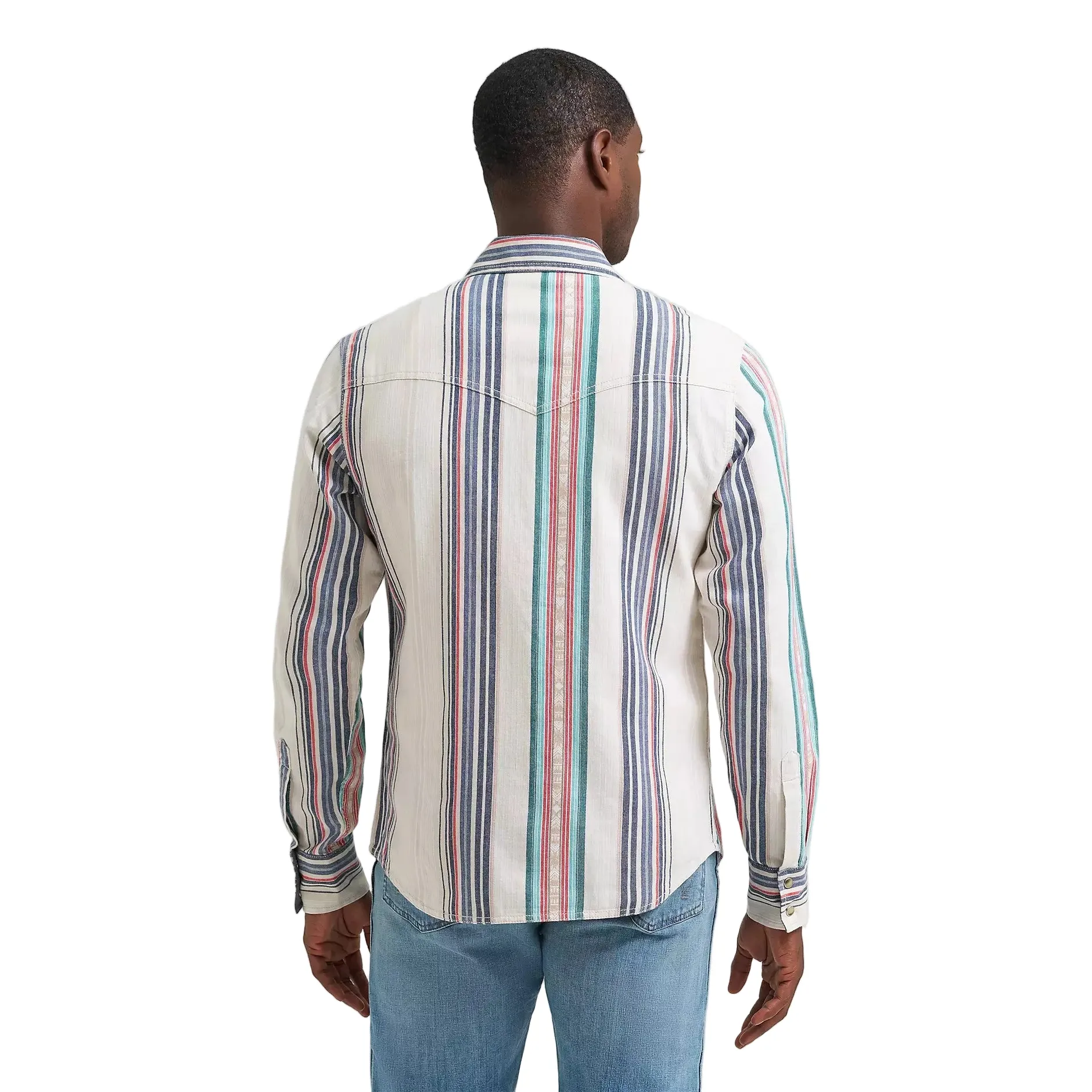 Wrangler Men's Retro® Premium Long Sleeve Western Stripe Snap Shirt - Paste Pop - Image 3