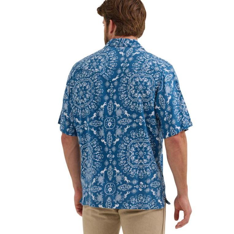Wrangler Men's Short Sleeve Coconut Cowboy Shirt- Blue - Image 2