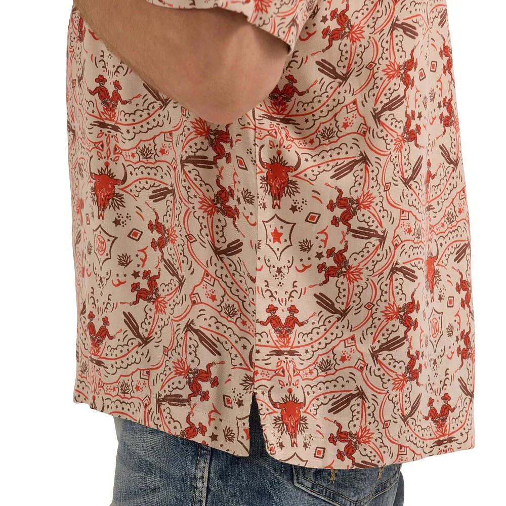 Wrangler Men's Short Sleeve Coconut Cowboy Shirt- Brown/Orange - Image 2