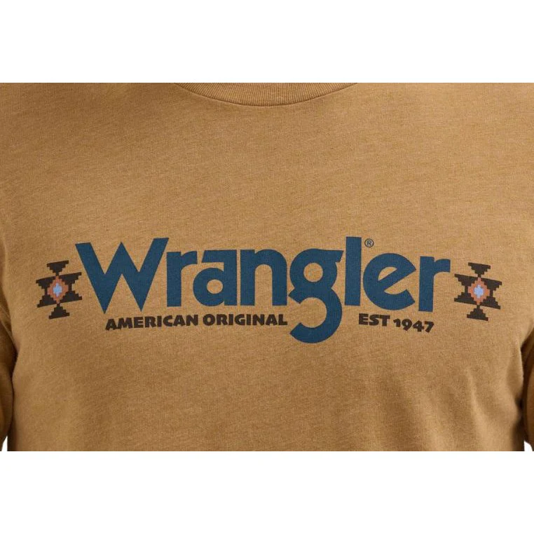 Wrangler Men's Short Sleeve Wrangler Logo Tee Shirt- Bistre Heather - Image 3