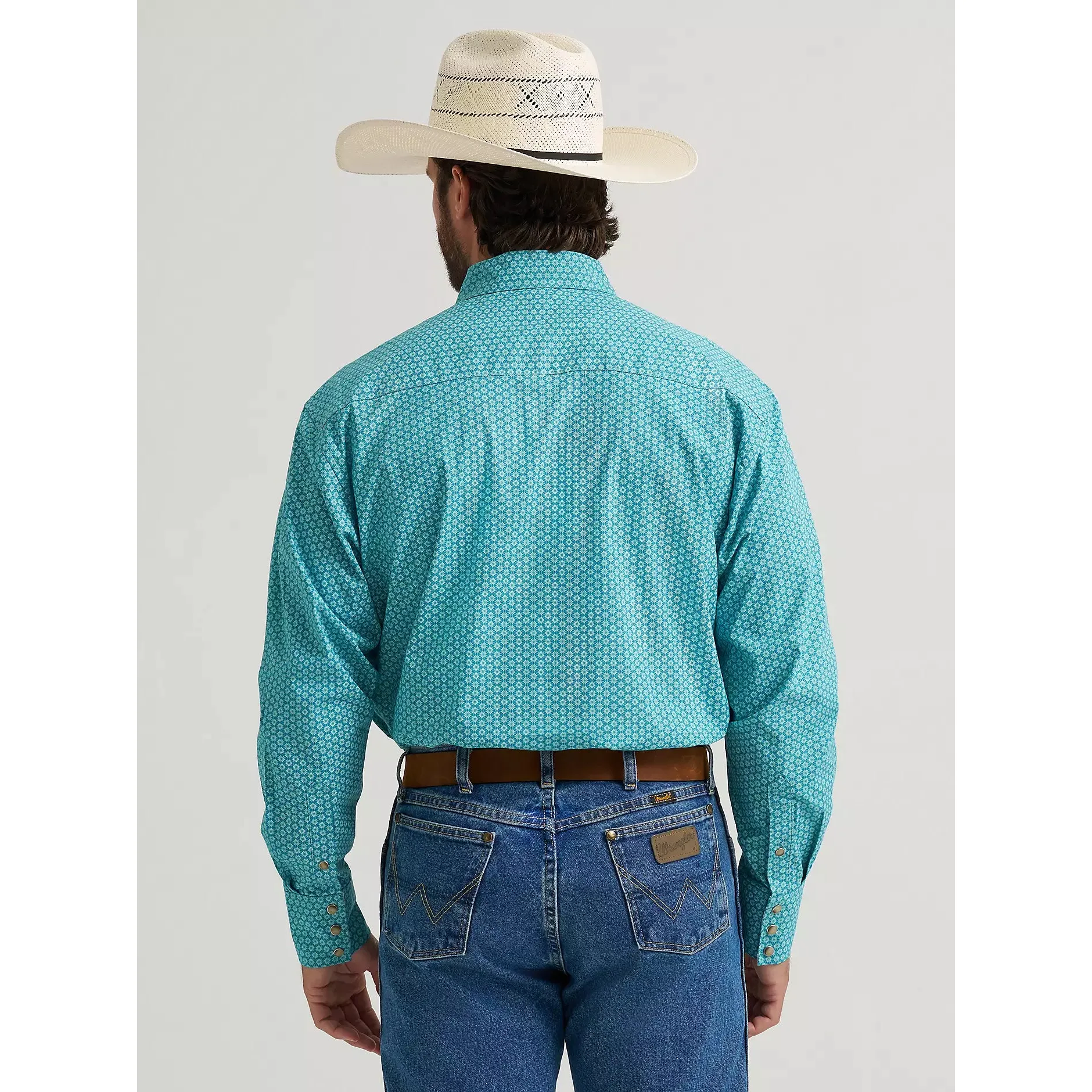 Wrangler Men's Wrangler George Strait Troubadour LS Shirt - Aqua Bursts - Image 2